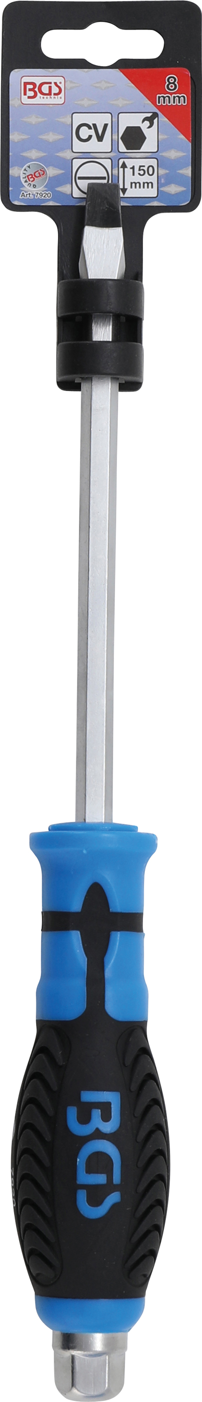 BGS Schraubendreher | mit Außensechskant | Schlitz 8 mm | Klingenlänge 150 mm