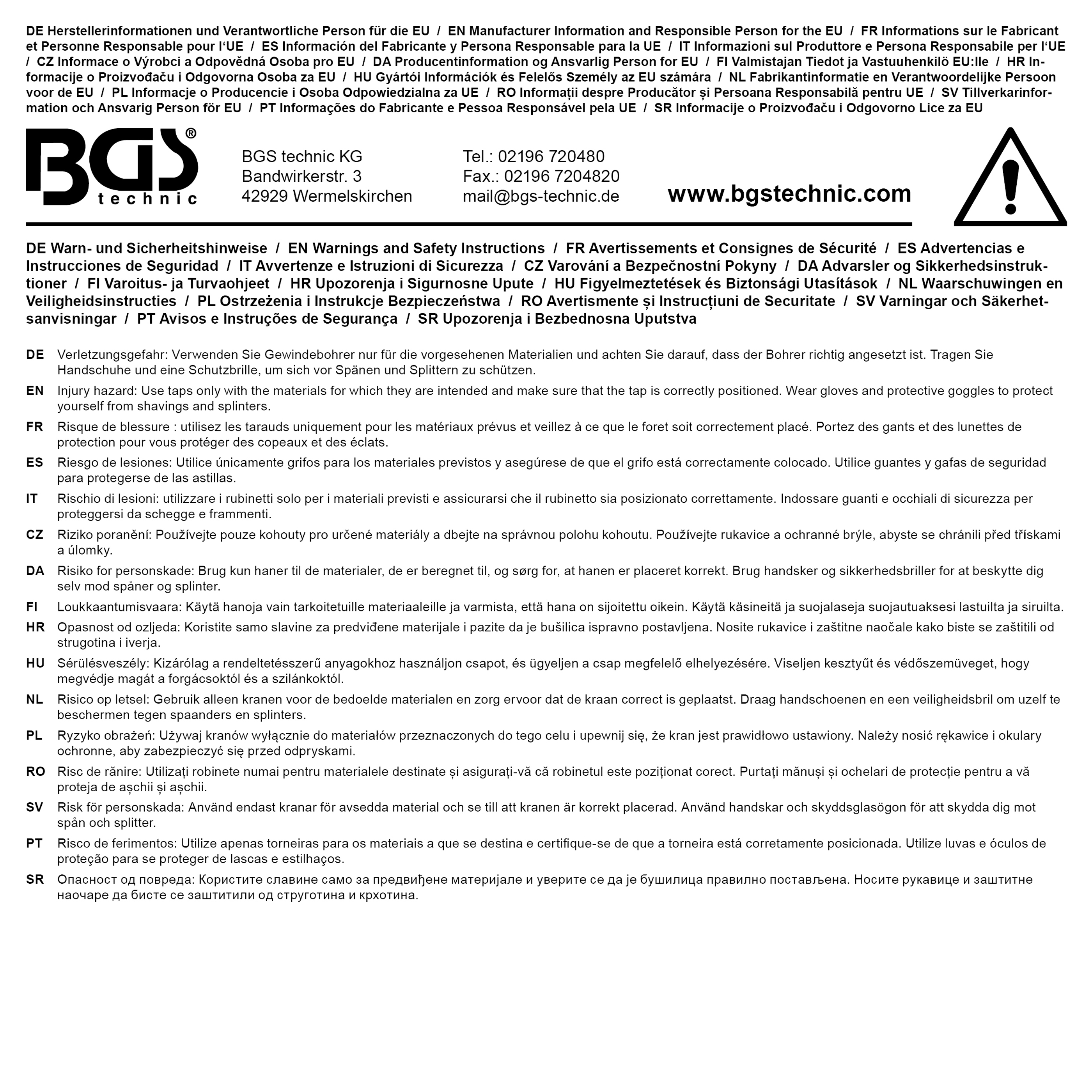 BGS STI-Einschnitt-Gewindebohrer | HSS-G | M10 x 1.0