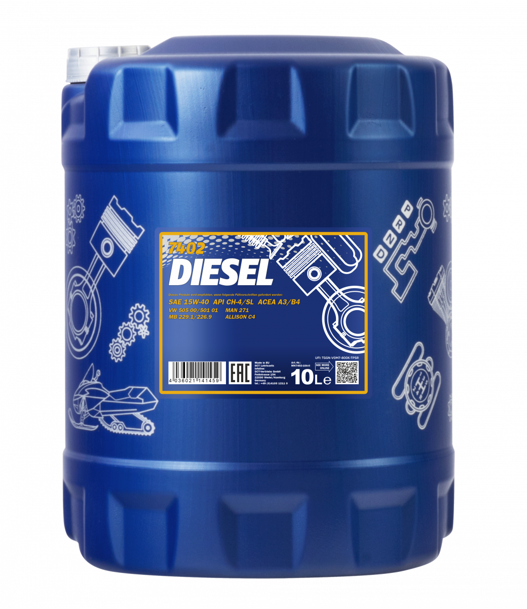 15W-40 Mannol 7402 Diesel Motoröl mineralisch 10 Liter