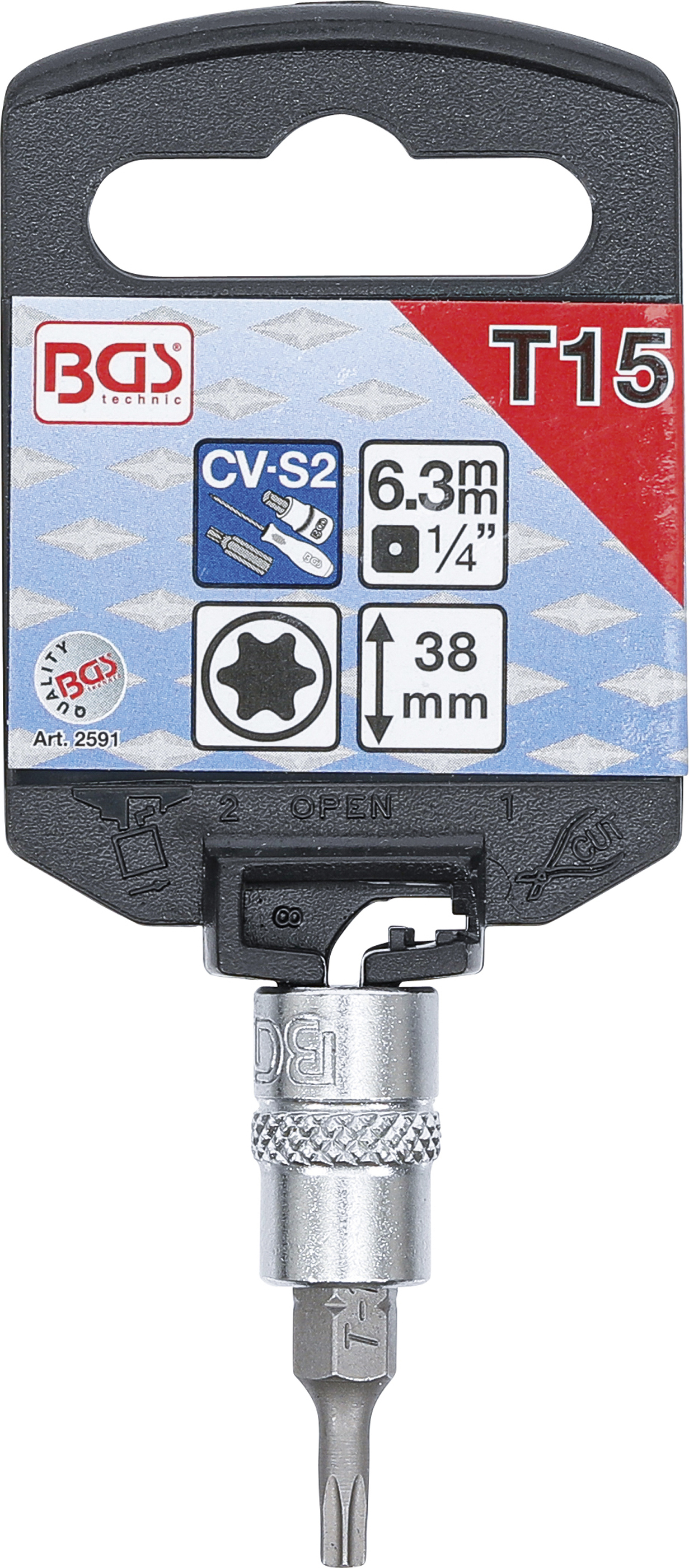 BGS Bit-Einsatz | Antrieb Innenvierkant 6,3 mm (1/4") | T-Profil (für Torx) T15