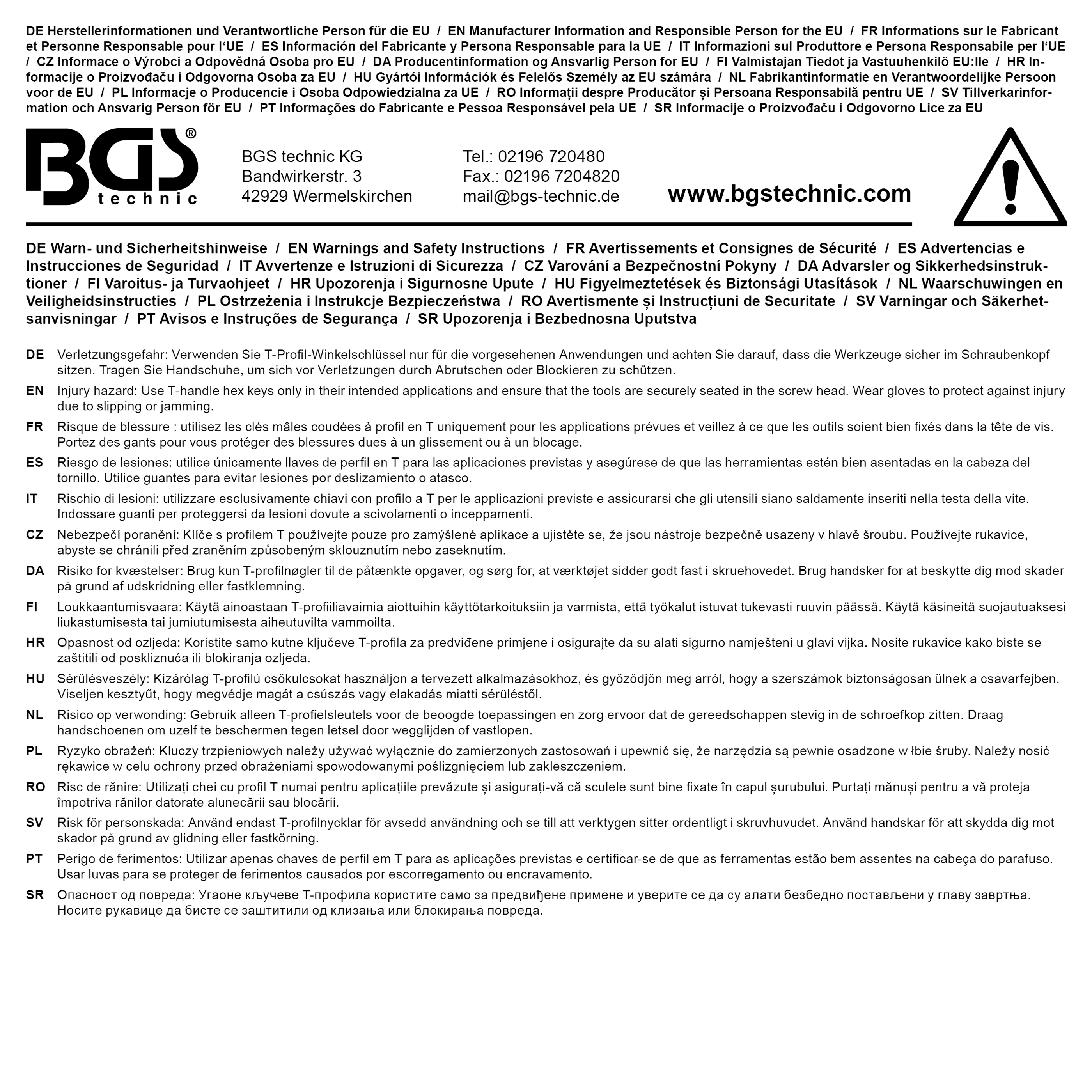 BGS Schraubendreher mit T-Griff und seitlicher Klinge | T-Profil (für Torx) mit/ohne Bohrung T30