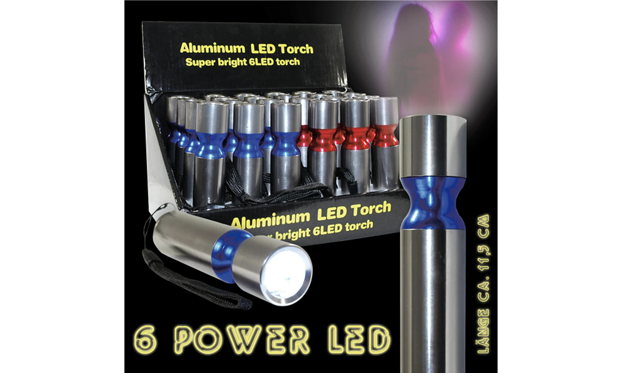 LED Taschenlampe Aluminium 6 LED
