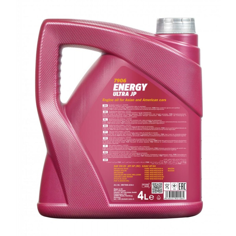 5W-20 Mannol 7906 Energy Ultra JP Motoröl 4 Liter