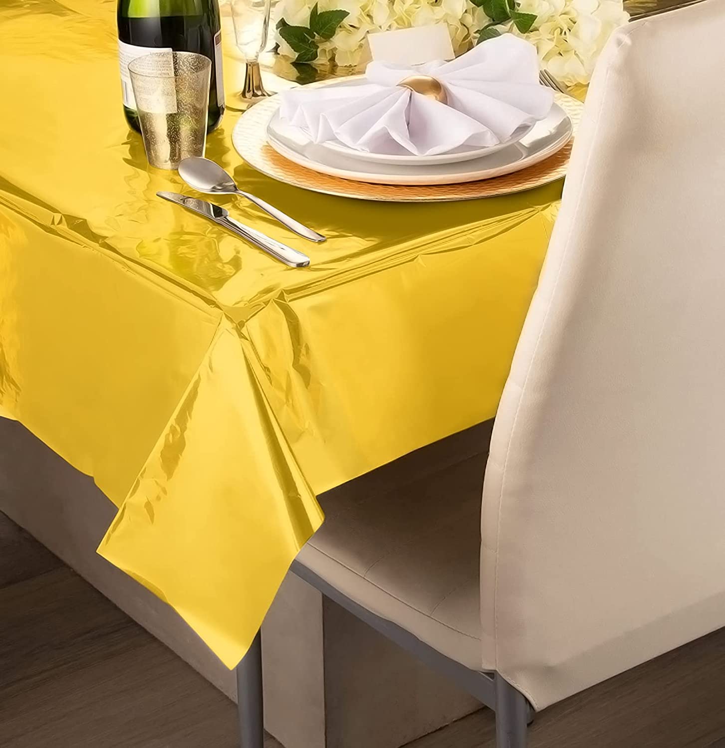 YHSWIN Folie Dekorative Vorhänge, 2 Stück Glitzer Vorhang 1×2 m + 1 Stück Deko Tischdecke 1×2,7 m, Q