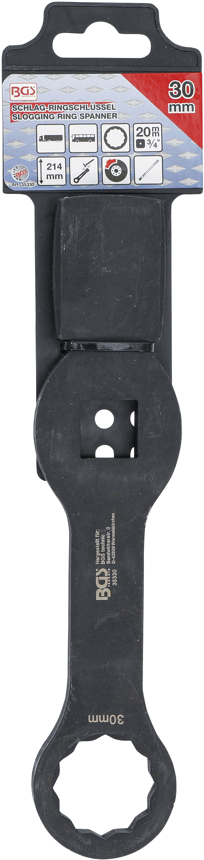 BGS Schlag-Ringschlüssel | Zwölfkant | mit 2 Schlagflächen | SW 30 mm