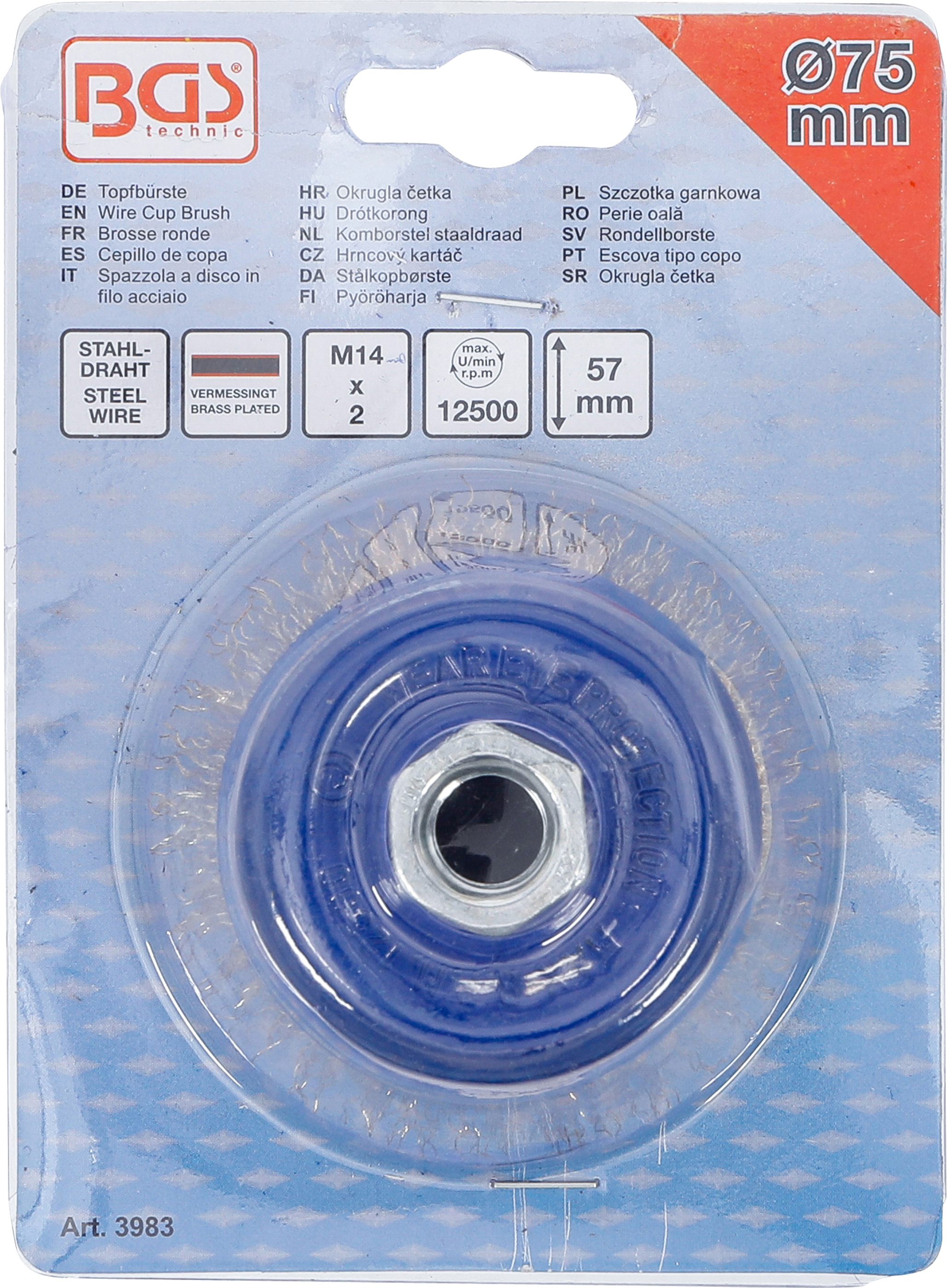 BGS Topfbürste | Aufnahme M14 x 2,0 | Ø 75 x 57 mm