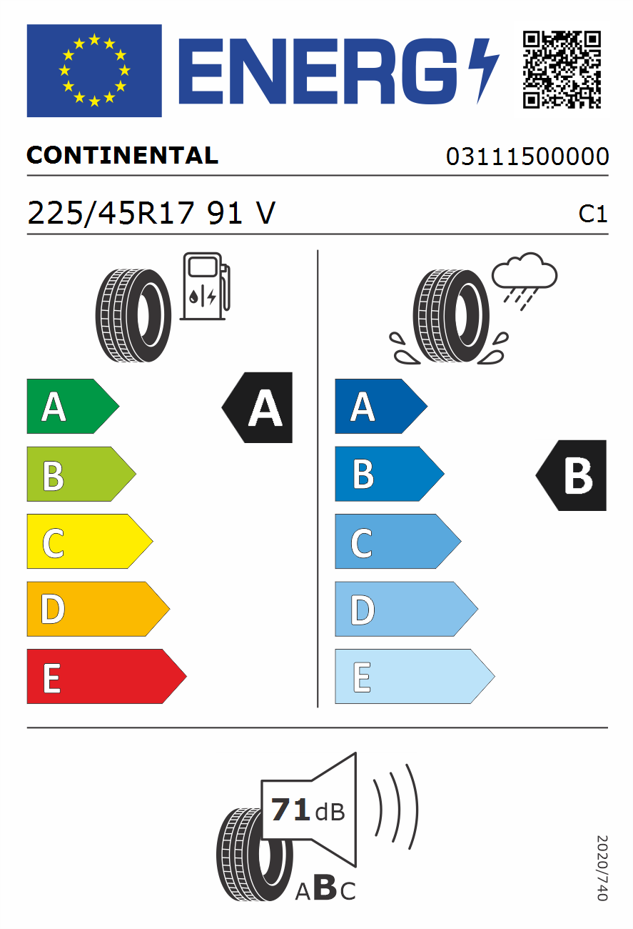 225/45R17 91V Continental EcoContact 6 Sommerreifen