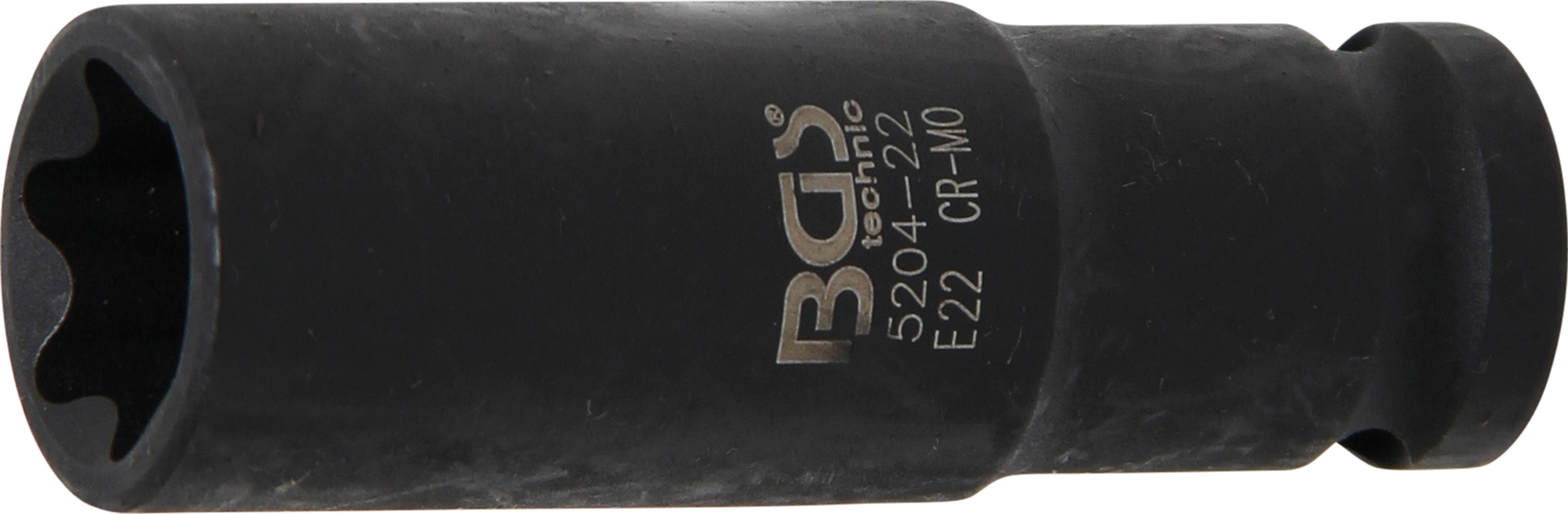 BGS Kraft-Steckschlüssel-Einsatz E-Profil, tief | Antrieb Innenvierkant 12,5 mm (1/2") | SW E22