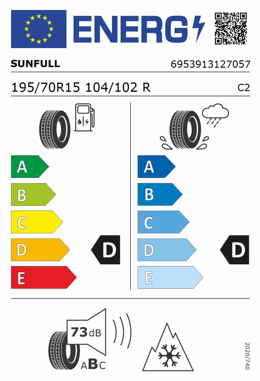 195/70R15 C 104R Sunfull W05 M+S Transporter Winterreifen