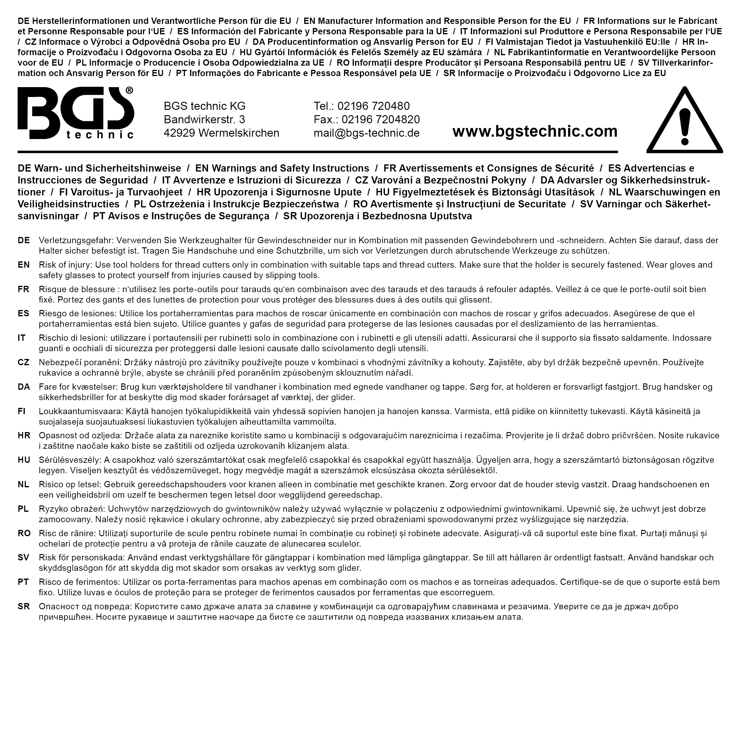BGS Schneideisenhalter | für Gewindeschneider | für Art. 71039