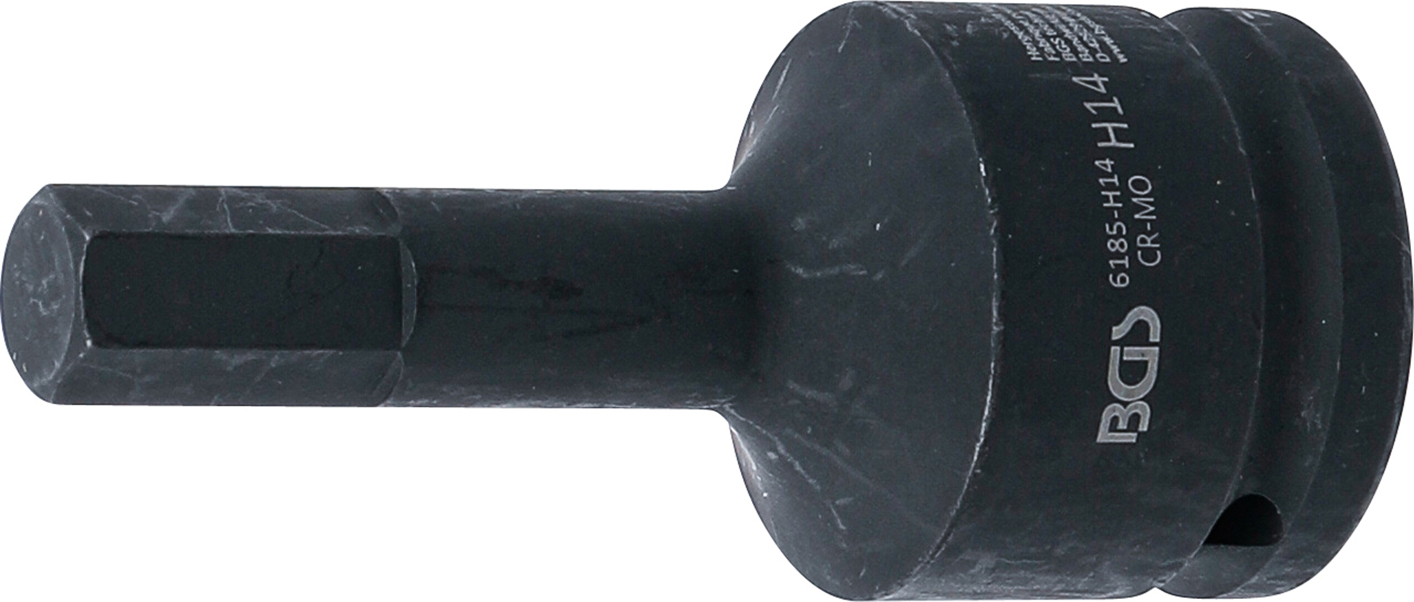 BGS Kraft-Bit-Einsatz | Länge 100 mm | Antrieb Innenvierkant 20 mm (3/4") | Innensechskant 14 mm