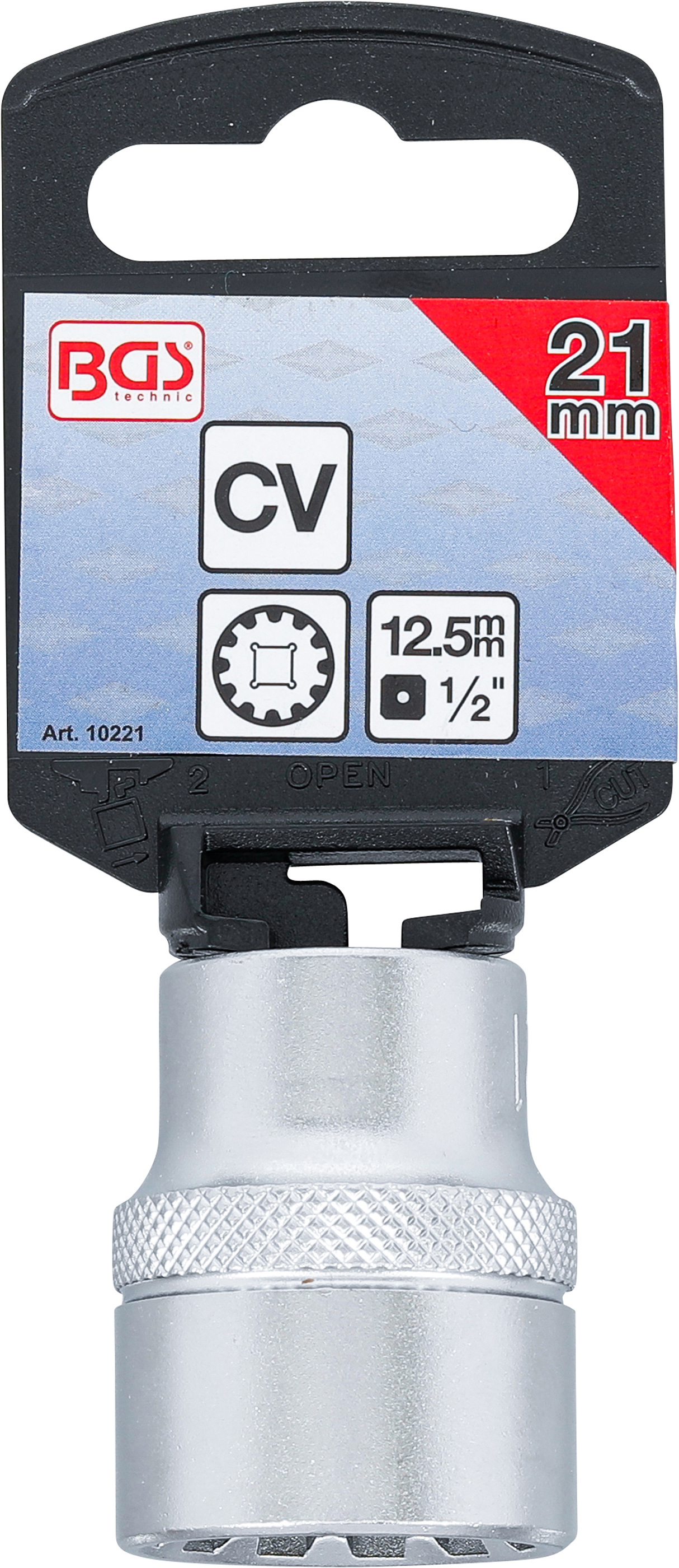 BGS Steckschlüssel-Einsatz Gear Lock | Antrieb Innenvierkant 12,5 mm (1/2") | SW 21 mm