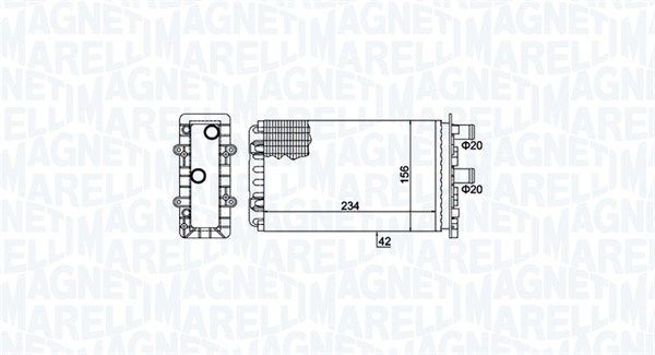 Wärmetauscher, Innenraumheizung 350218475000 “MAGNETI MARELLI 42 mm, 156 mm, 234 mm”