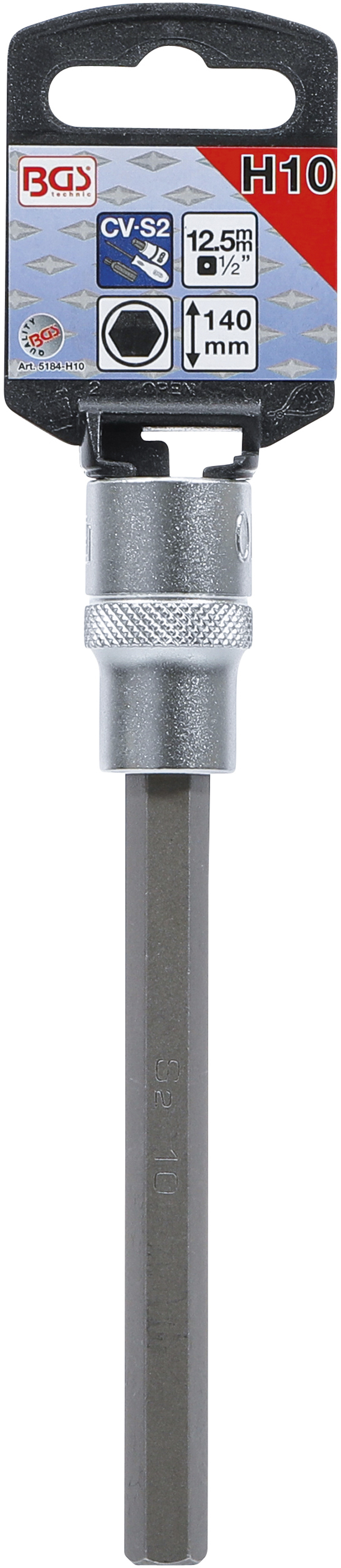 BGS Bit-Einsatz | Länge 140 mm | Antrieb Innenvierkant 12,5 mm (1/2") | Innensechskant 10 mm