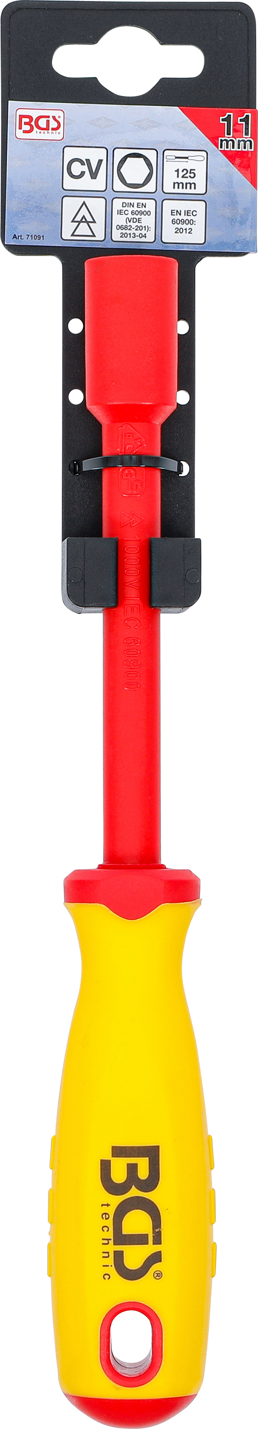 BGS VDE-Steckschlüssel-Schraubendreher | Sechskant | SW 11 mm | Klingenlänge 125 mm