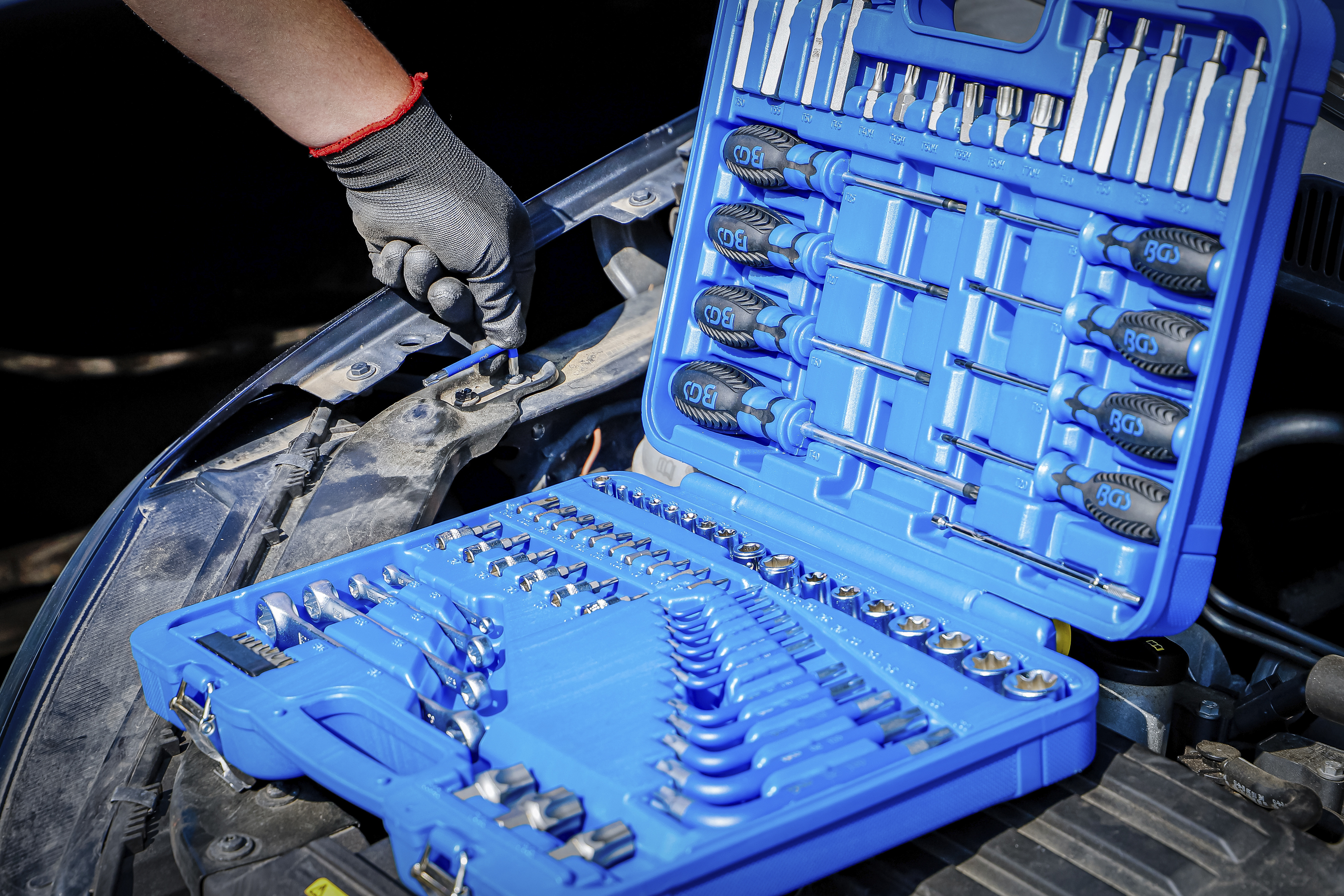 BGS Werkzeugsortiment | 6,3 mm (1/4") + 12,5 mm (1/2") | E-Profil / T-Profil (für Torx) | 84-tlg.