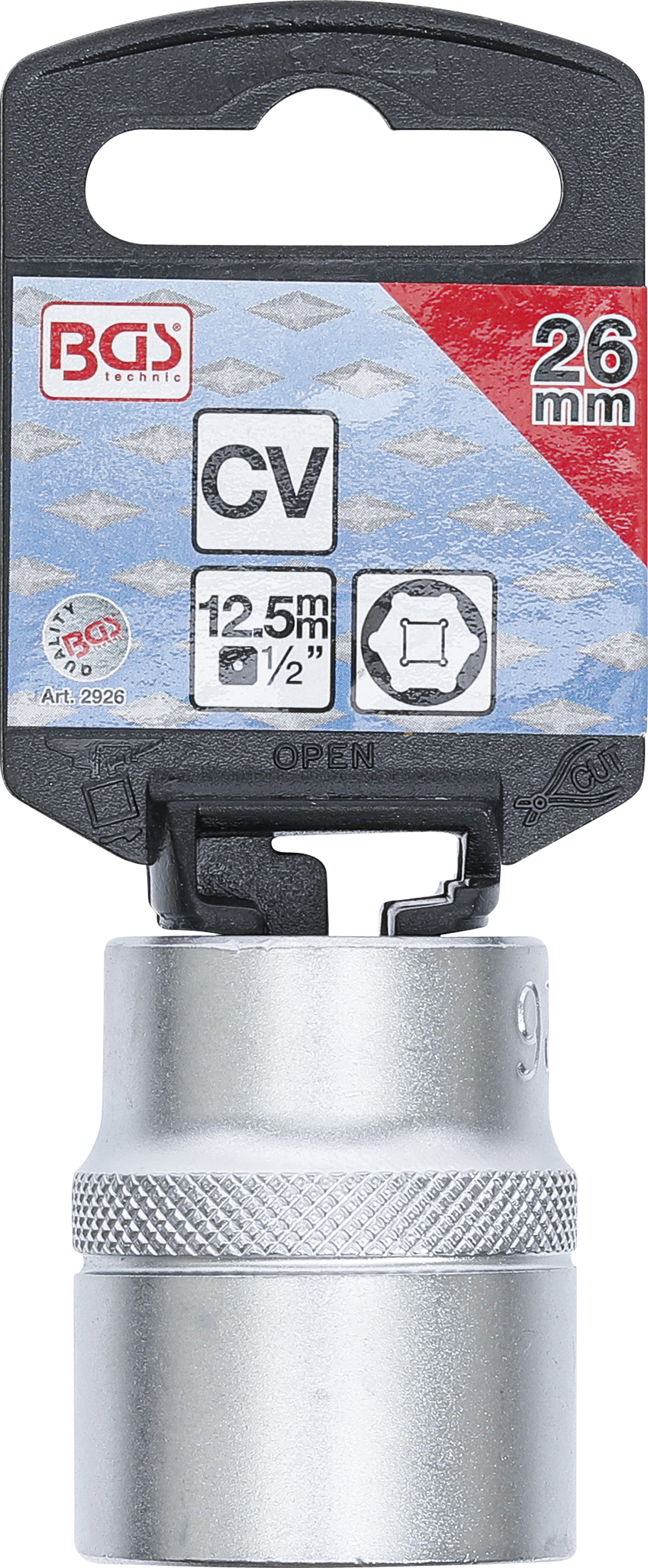 BGS Steckschlüssel-Einsatz Sechskant | Antrieb Innenvierkant 12,5 mm (1/2") | SW 26 mm