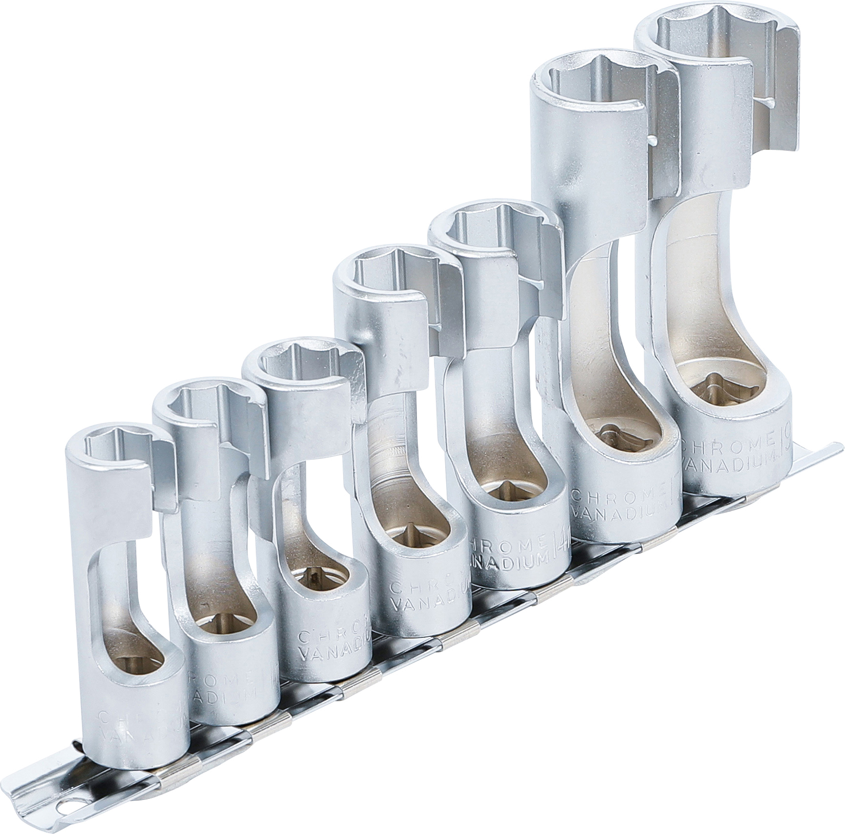 BGS Spezial-Steckschlüssel-Einsatz-Satz, geschlitzt | Antrieb Innenvierkant 10 mm (3/8") | SW 10 - 19 mm | 7-tlg.