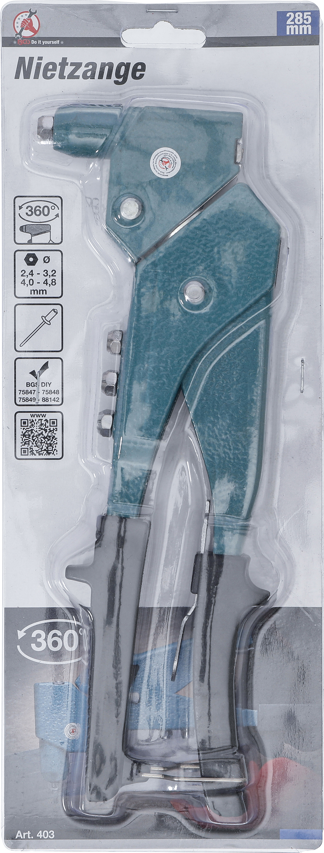 BGS Nietzange | 2,4 / 3,2 / 4,0 / 4,8 mm | 285 mm