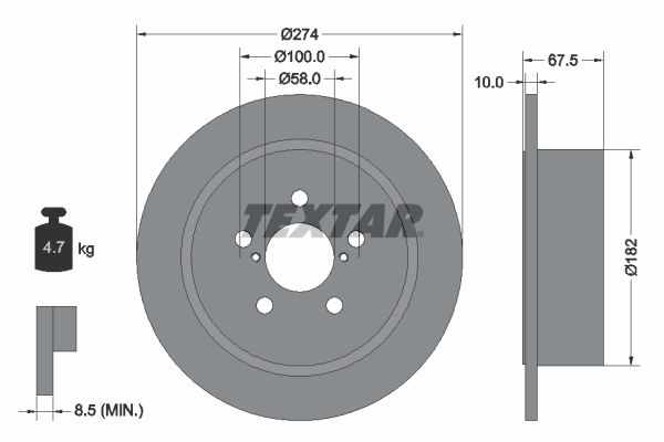 Bremsscheibe “TEXTAR voll , 274 mm, 10 mm”
