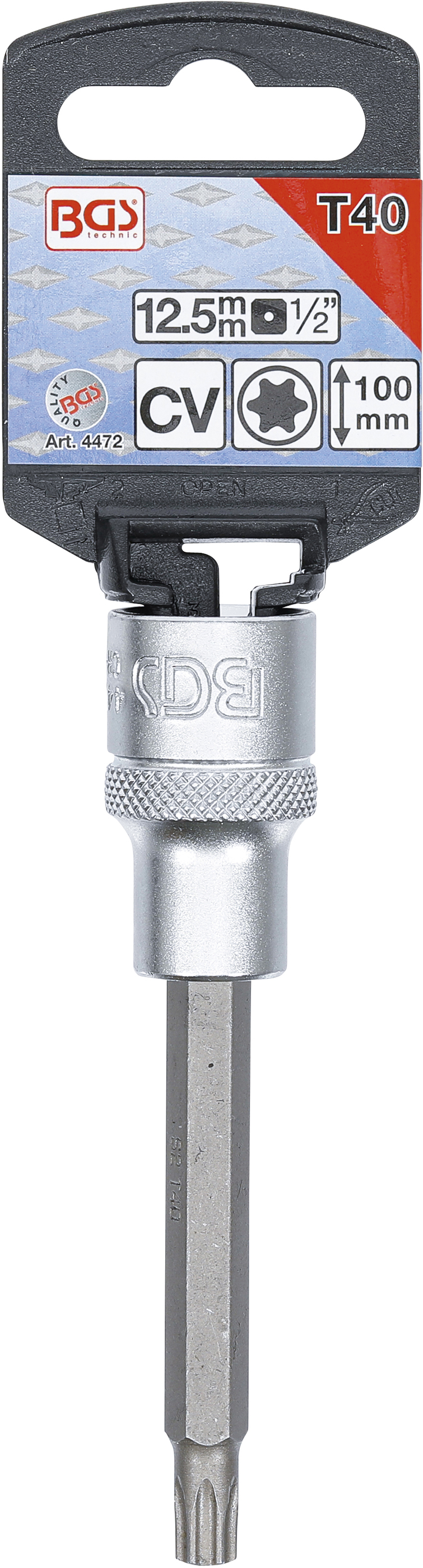 BGS Bit-Einsatz | Länge 100 mm | Antrieb Innenvierkant 12,5 mm (1/2") | T-Profil (für Torx) T40