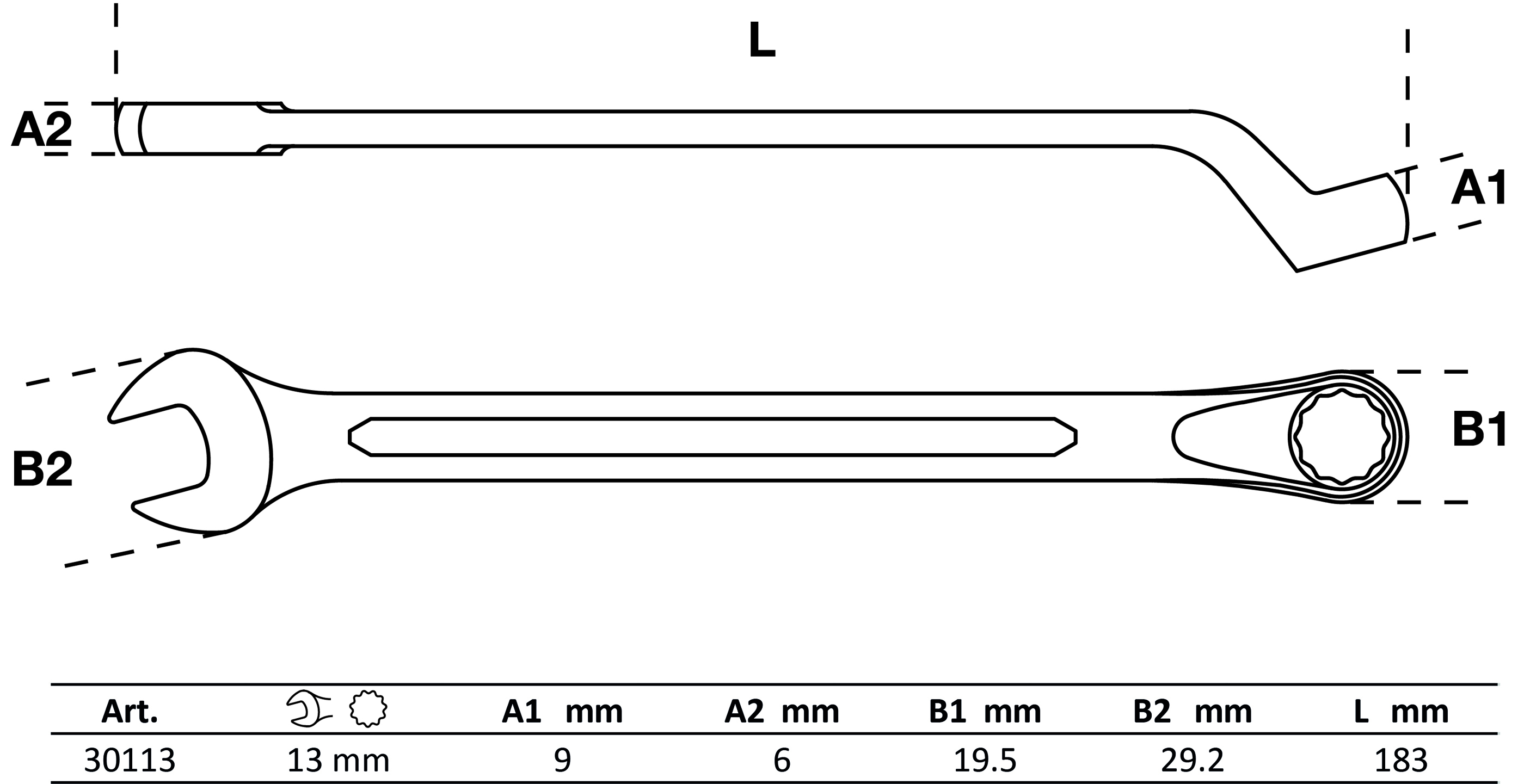 BGS Maul-Ringschlüssel, gekröpft | SW 13 mm