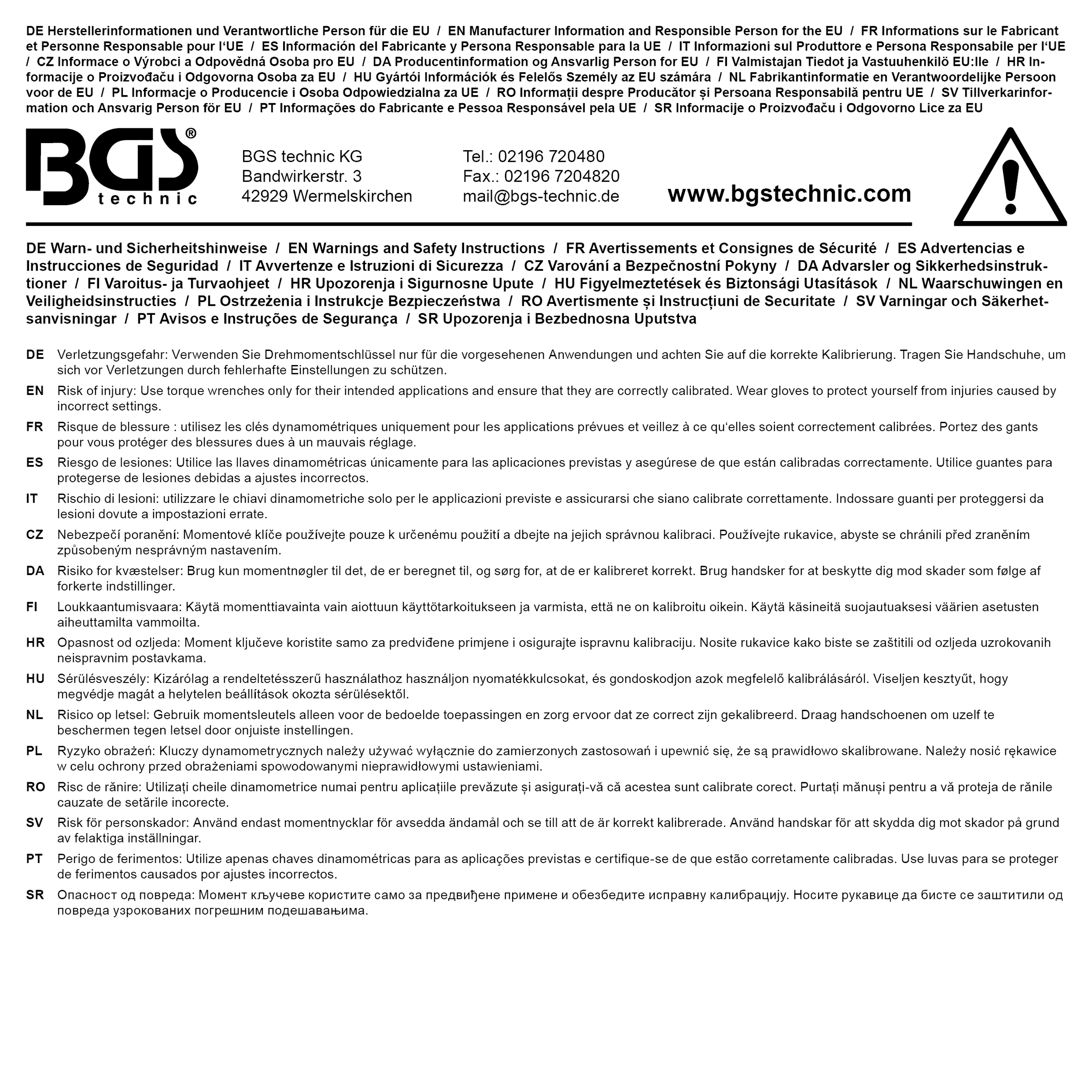 BGS Drehmomentschlüssel | Abtrieb Außenvierkant 6,3 mm (1/4") | 3 - 24 Nm