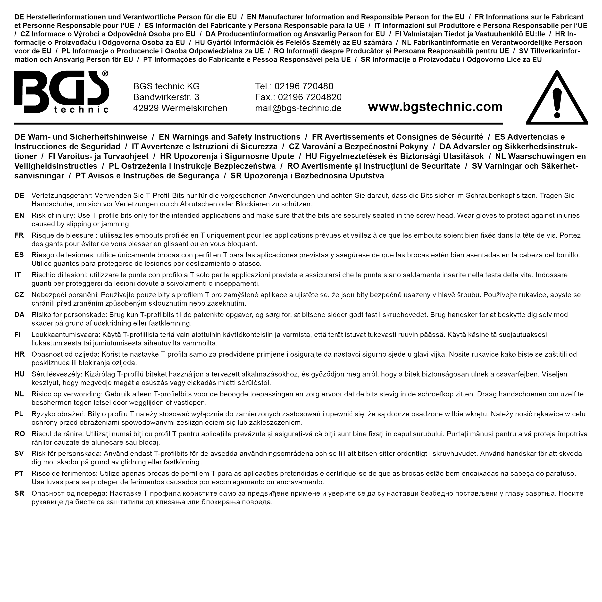 BGS Bit-Einsatz | Länge 110 mm | Antrieb Innenvierkant 12,5 mm (1/2") | T-Profil (für Torx) mit Bohrung T80