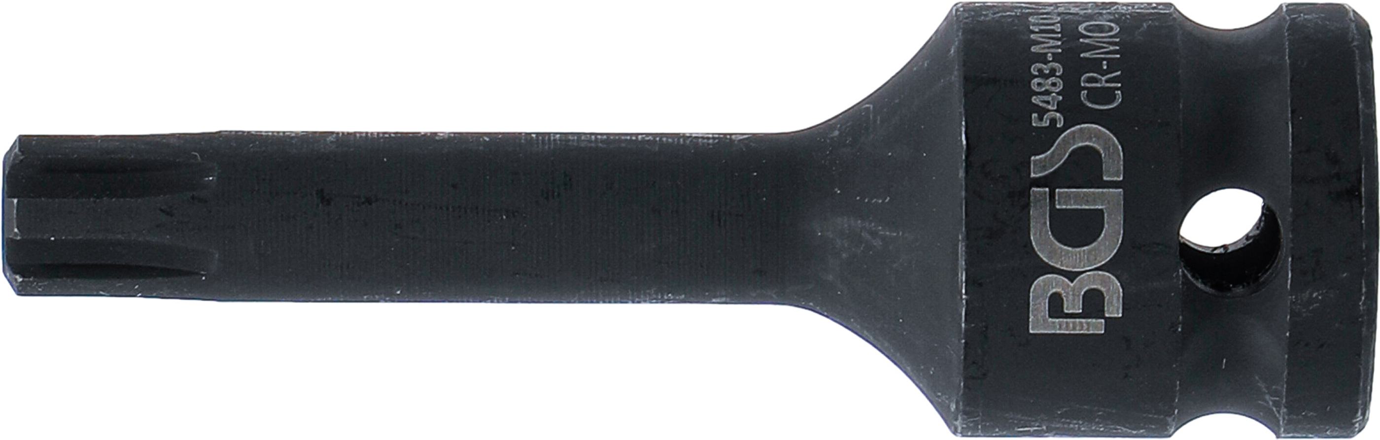 BGS Kraft-Bit-Einsatz | Länge 75 mm | Antrieb Innenvierkant 12,5 mm (1/2") | Keil-Profil (für RIBE) M10