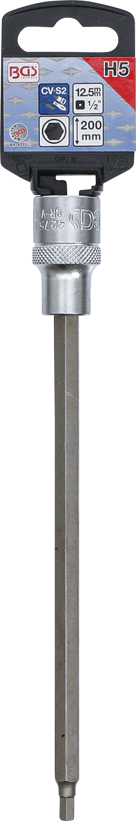 BGS Bit-Einsatz | Länge 200 mm | Antrieb Innenvierkant 12,5 mm (1/2") | Innensechskant 5 mm