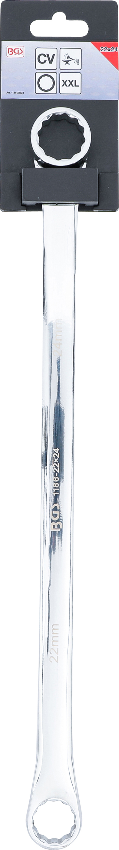 BGS Doppel-Ringschlüssel | extra lang | SW 22 x 24 mm