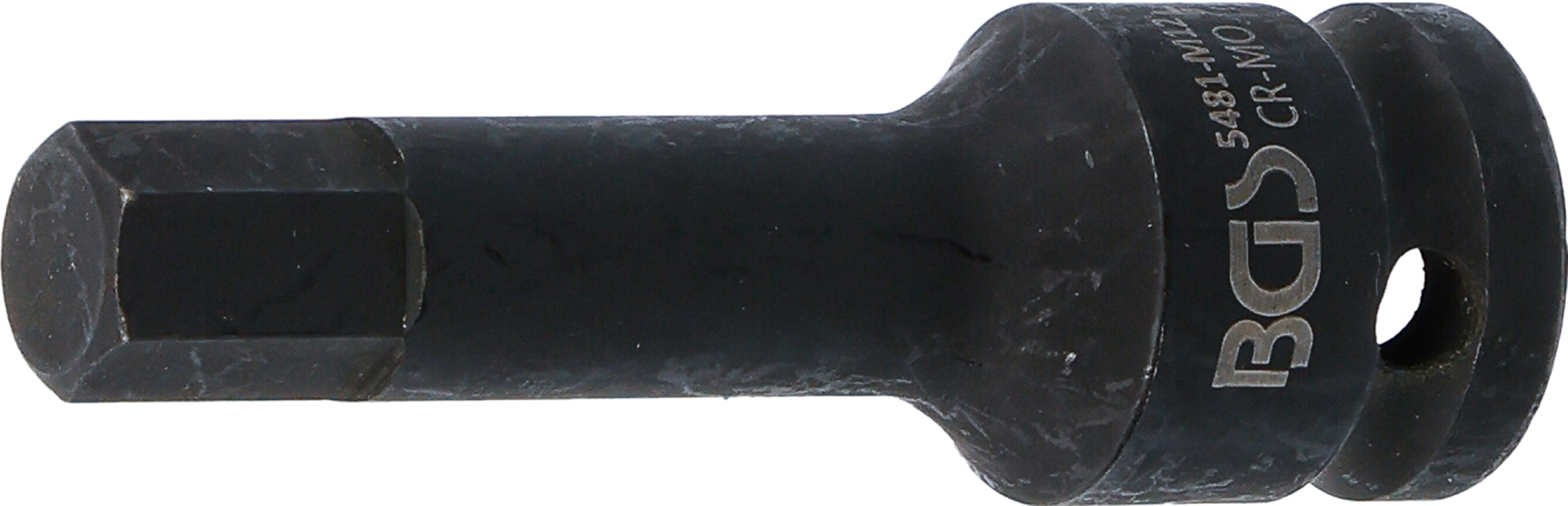 BGS Kraft-Bit-Einsatz | Länge 75 mm | Antrieb Innenvierkant 12,5 mm (1/2") | Innensechskant 12 mm