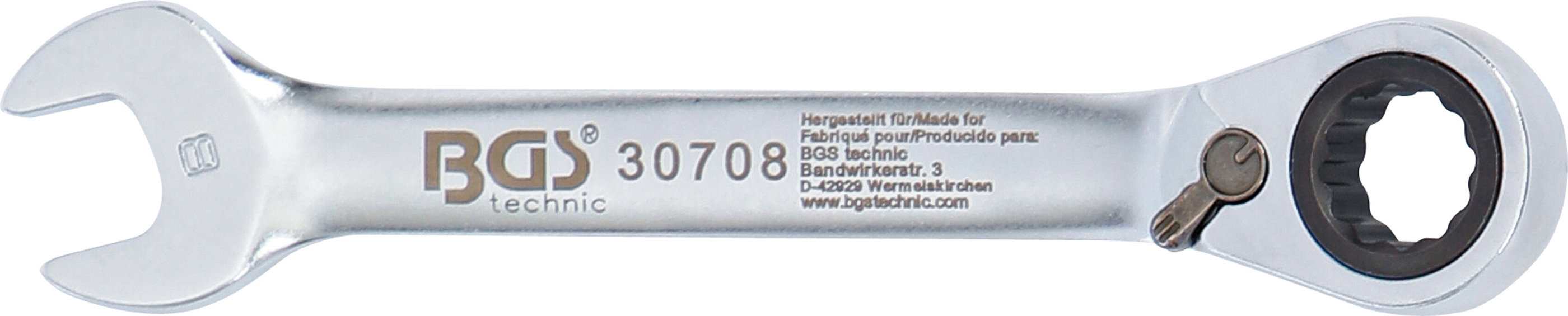 BGS Ratschenring-Maulschlüssel | kurz | umschaltbar | SW 8 mm