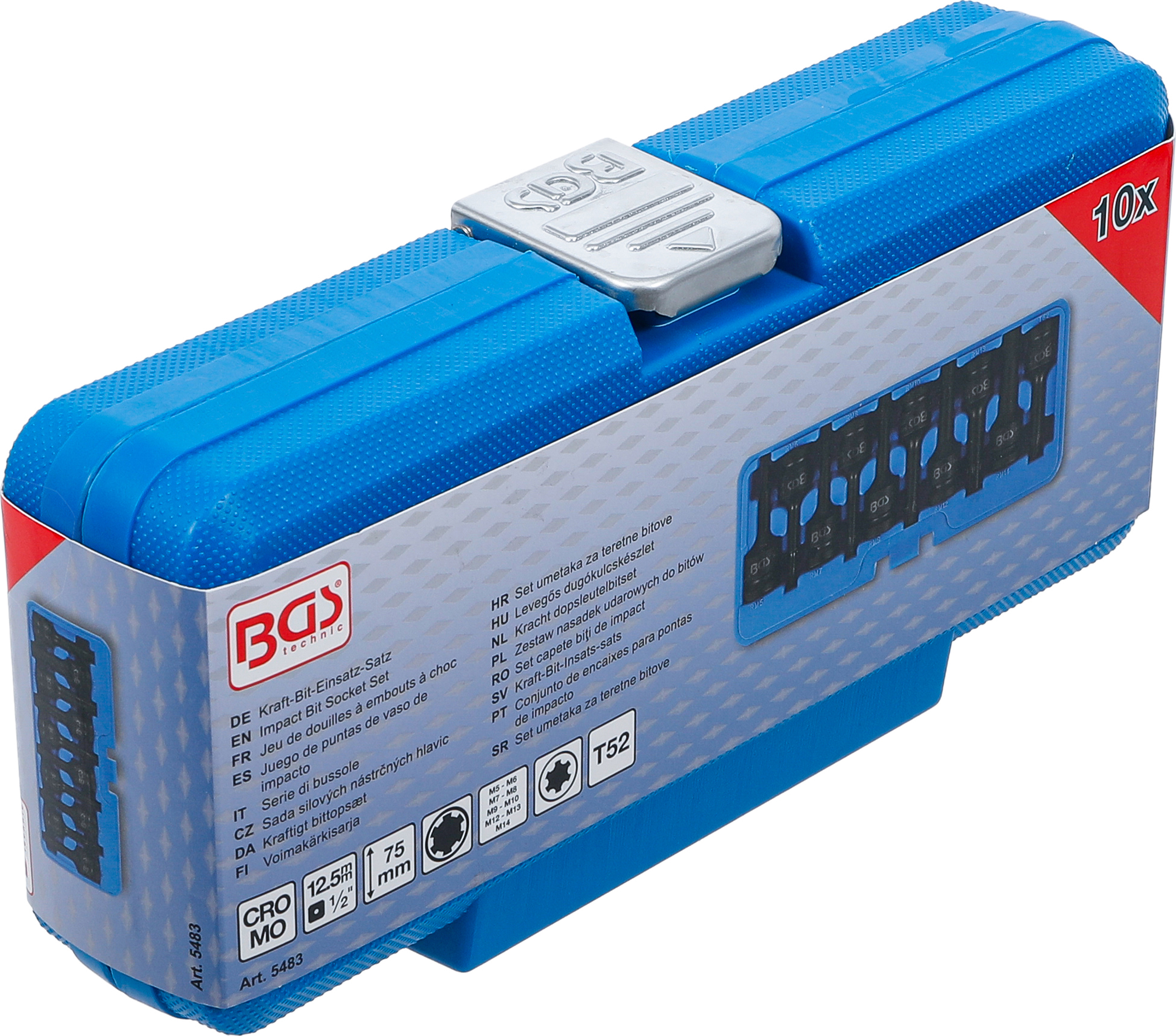 BGS Kraft-Bit-Einsatz-Satz | Antrieb Innenvierkant 12,5 mm (1/2") | Keil-Profil (für Ribe) M5 - M14 | 9-tlg.