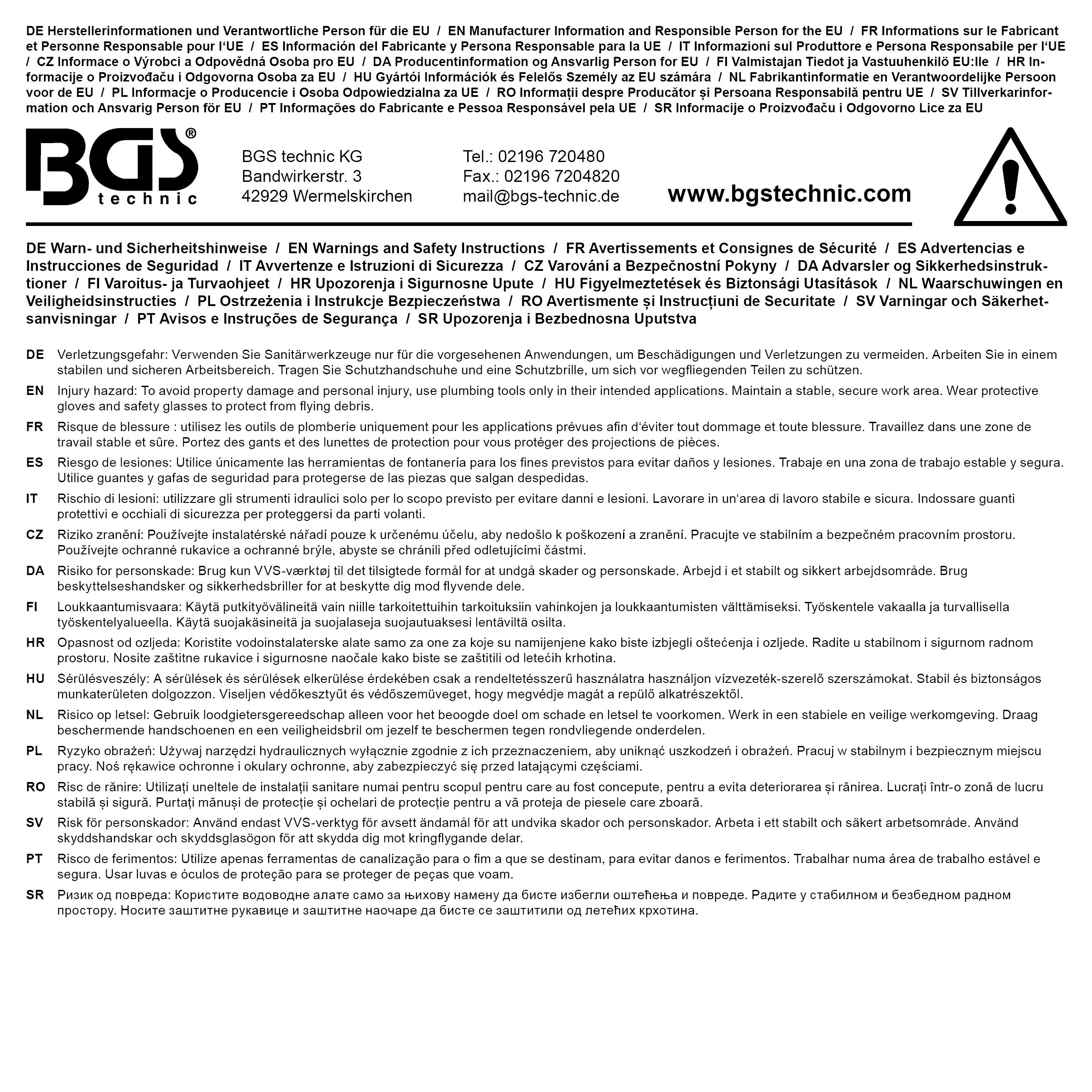 BGS Standhahn-Mutternschlüssel | 180°