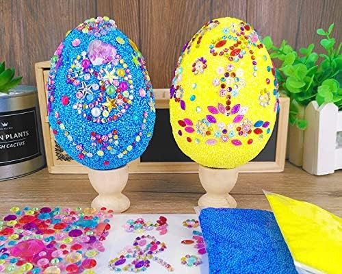 Osterdekoration,Ostereier,Ostereier Dekoration,Qualitätsschaum,Schneeschlamm und bunte Diamantaufkleber,Zubehör für die Osterparty geschenk für Kinder