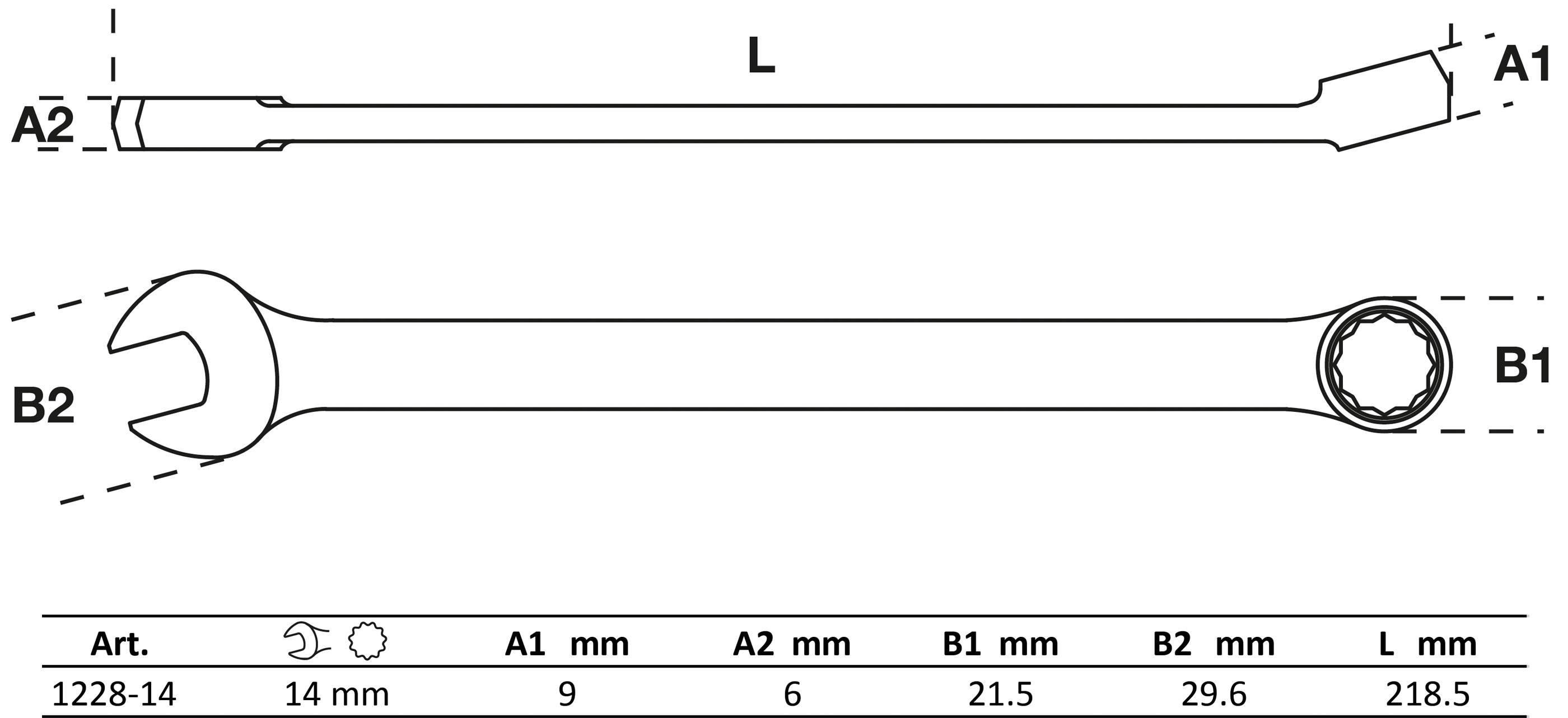 BGS Maul-Ringschlüssel | extra lang | SW 14 mm