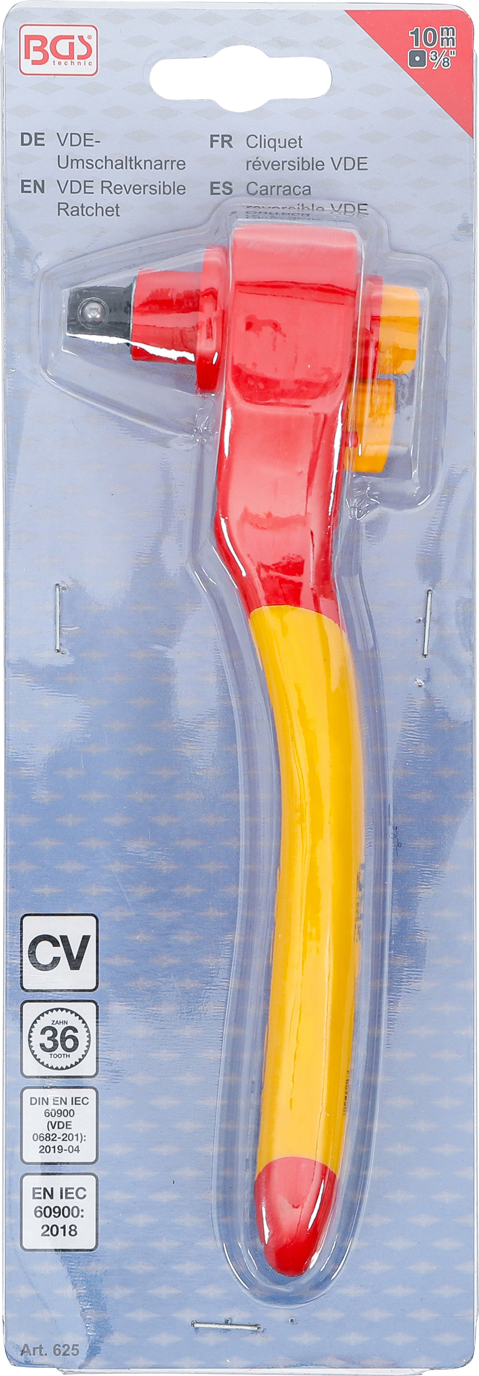 BGS VDE-Umschaltknarre | Abtrieb Außenvierkant 10 mm (3/8") | 1000 V