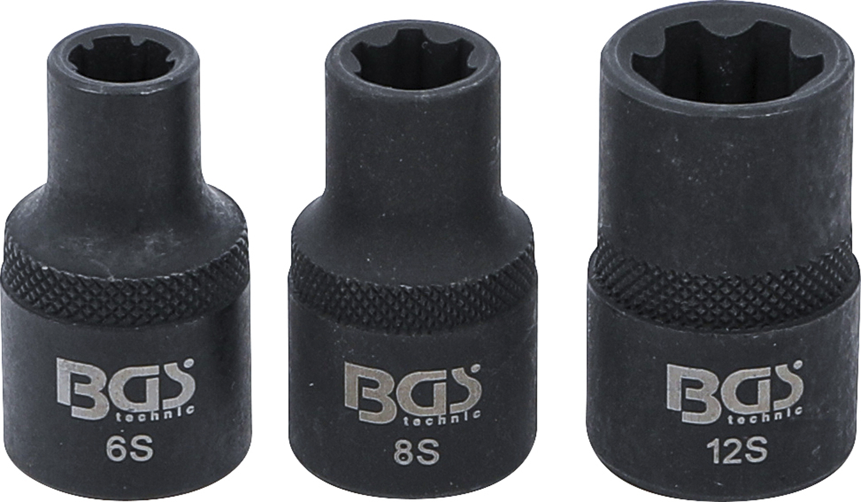 BGS Steckschlüssel-Einsatz-Satz | Keil-Profil (für RIBE) M6S, M8S, M12S | 3-tlg.