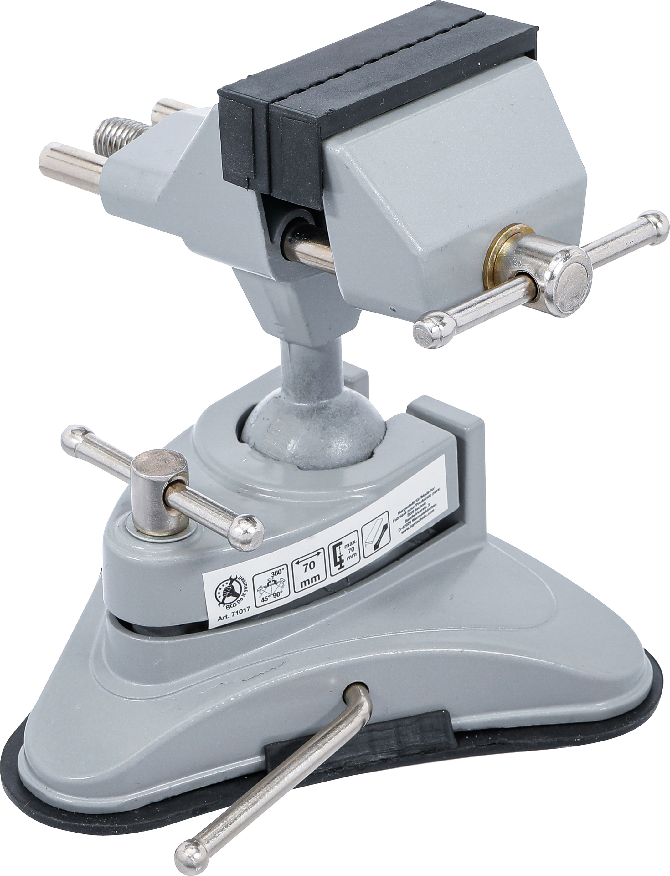 BGS Tisch-Schraubstock | schwenkbar | Backen 70 mm | mit Vakuum-Saugfuß