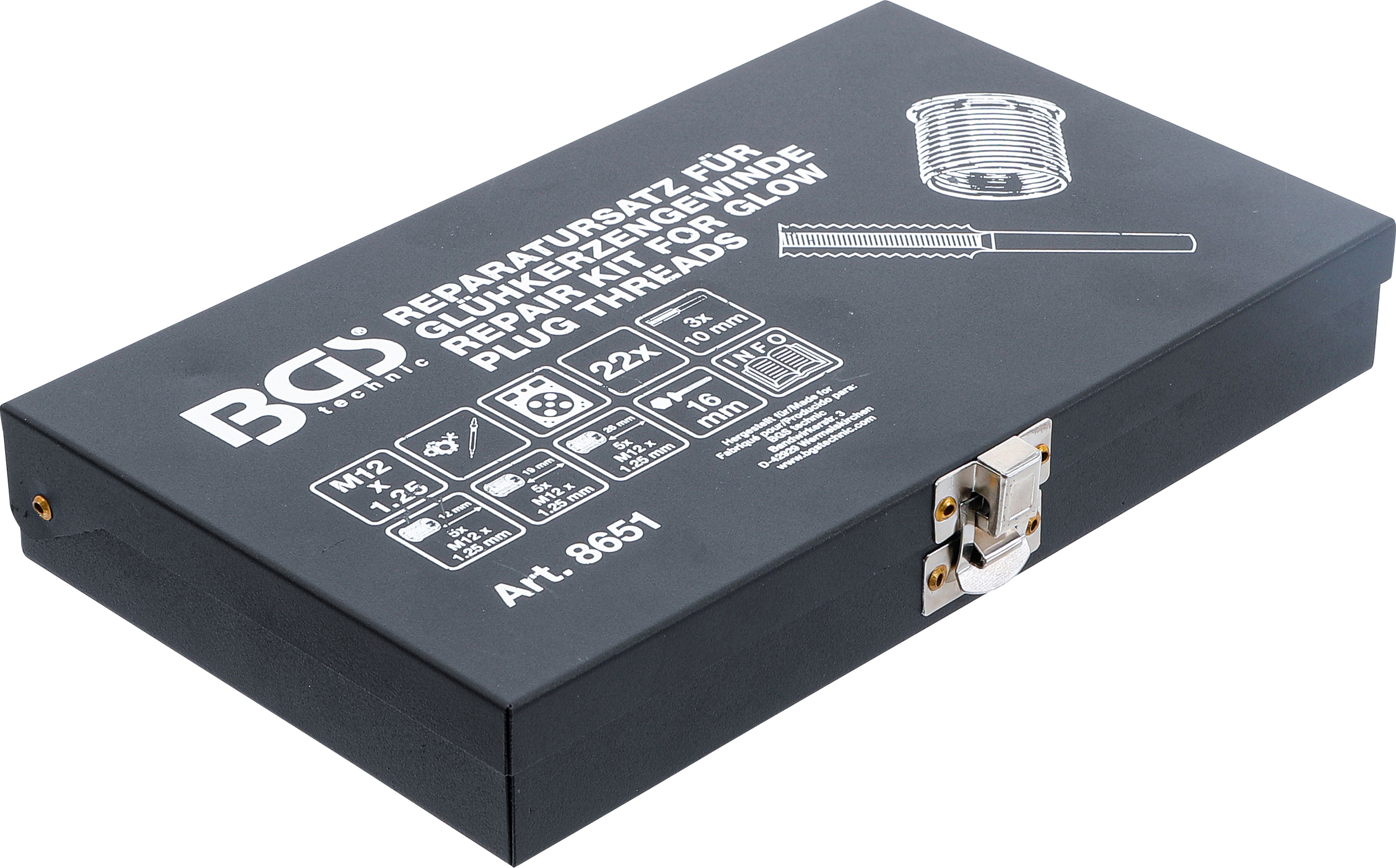 BGS Reparatursatz für Glühkerzengewinde | M12 x 1.25