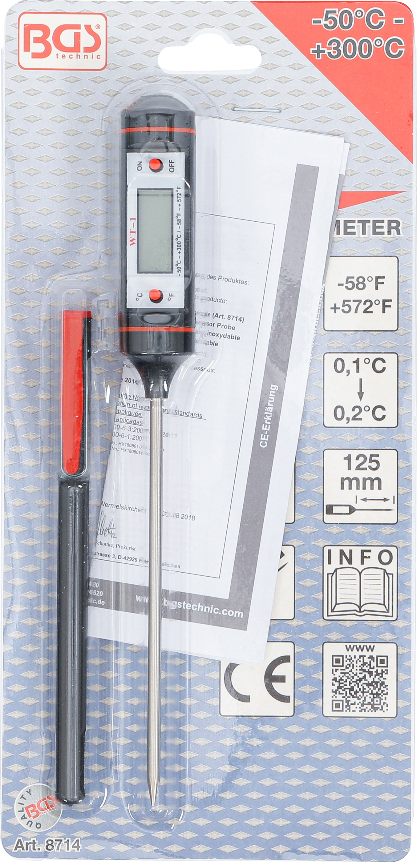 BGS Digital-Thermometer mit Edelstahl-Messsonde
