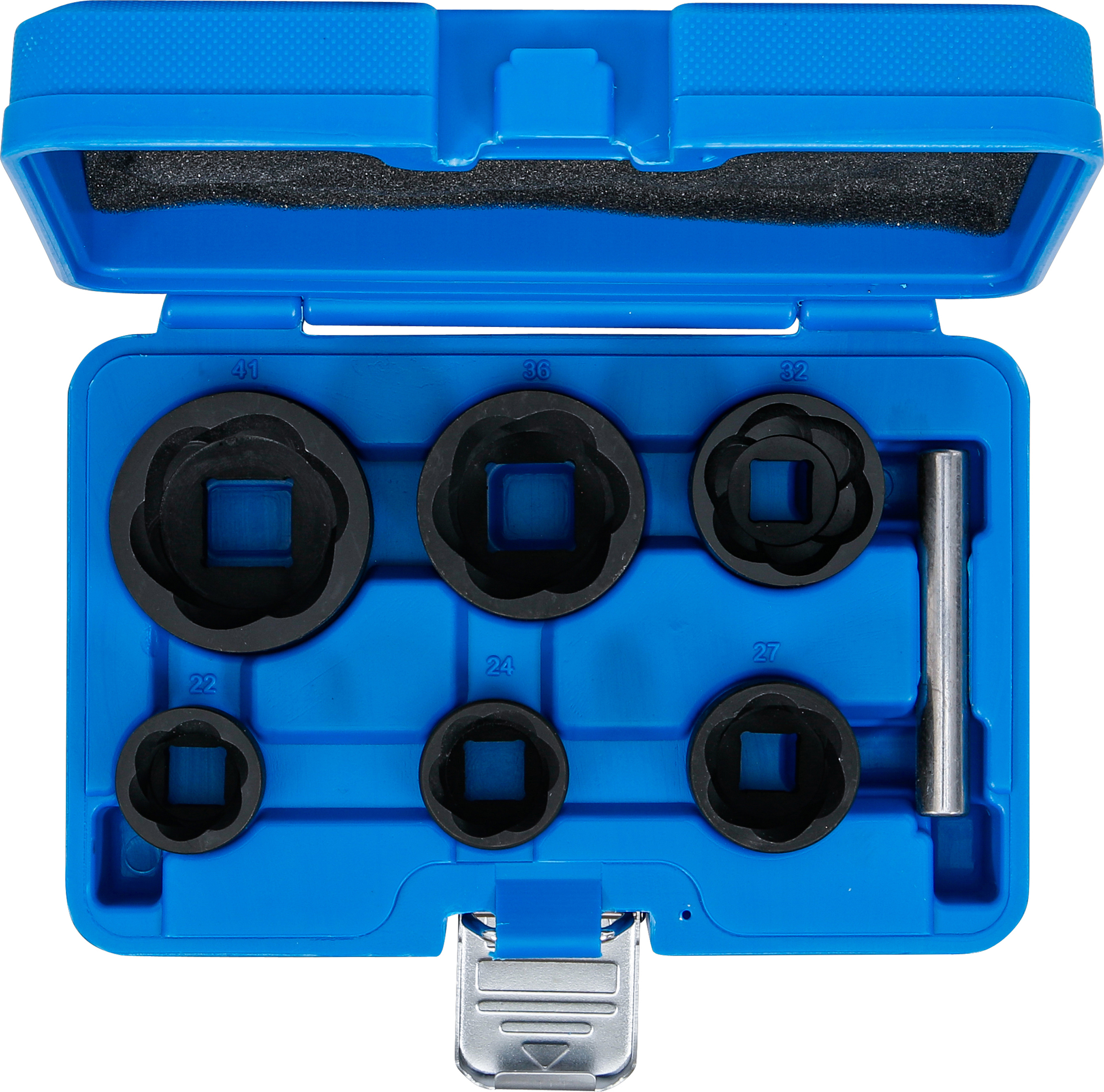 BGS Spiral-Profil-Steckschlüssel-Satz / Schraubenausdreher | Antrieb Innenvierkant 12,5 mm (1/2") + 20 mm (3/4") | SW 22 - 41 mm | 6-tlg.