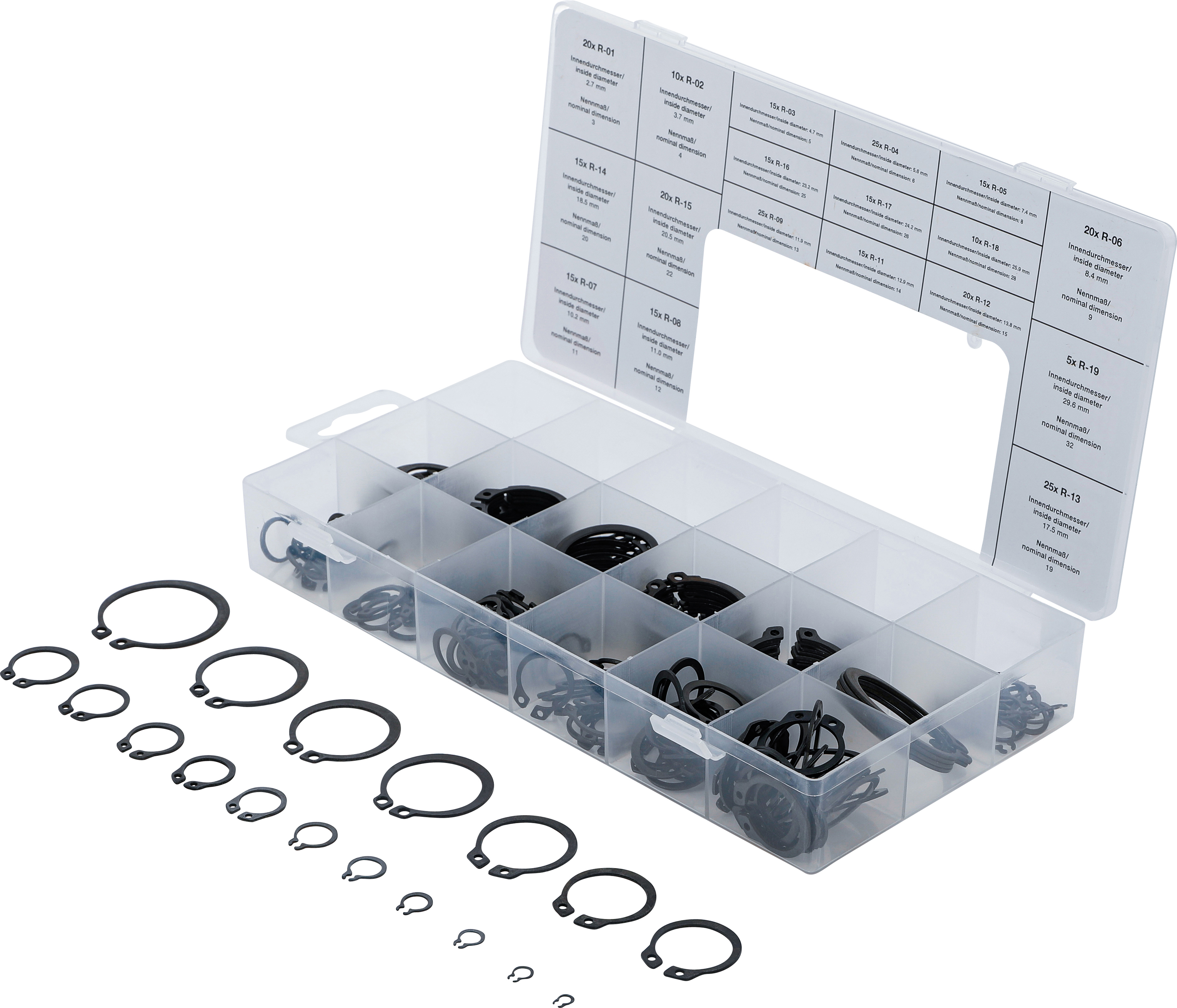 BGS Außen-Seegerring-Sortiment (Sprengringe) | Ø 3 - 32 mm | 300-tlg.
