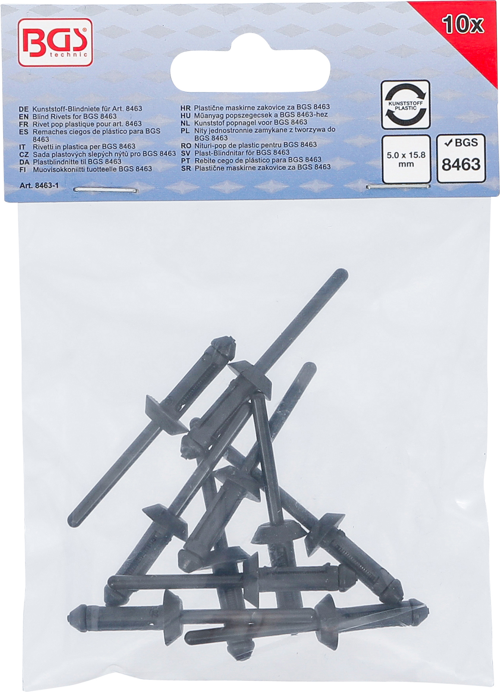 BGS Kunststoff-Blindniete für Art. 8463 | 5,0 x 15,8 mm | 10-tlg.