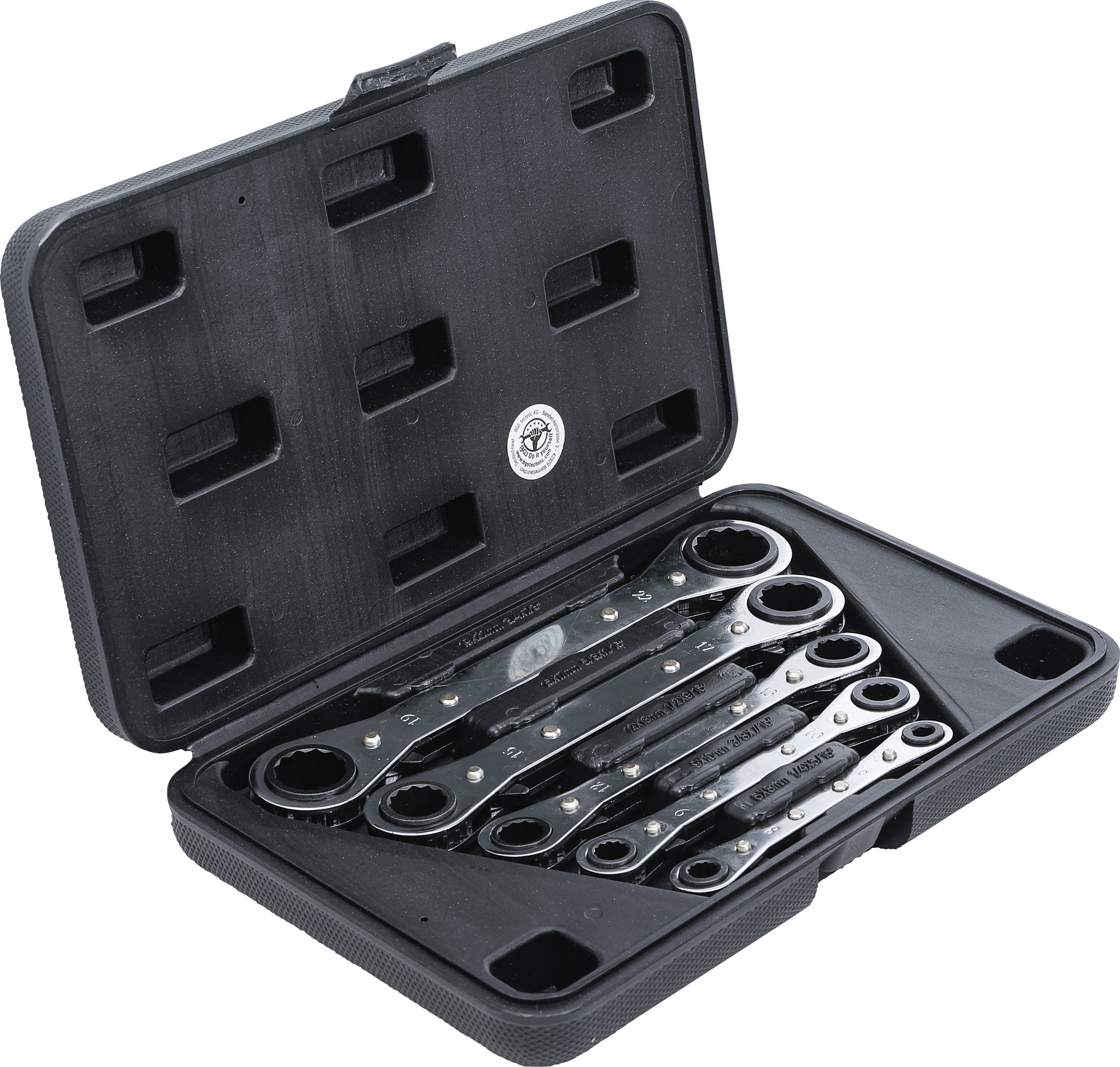 BGS Ratschen-Ringschlüssel-Satz, gerade, umschaltbar | SW 6 x 8 - 19 x 22 mm | 5-tlg.