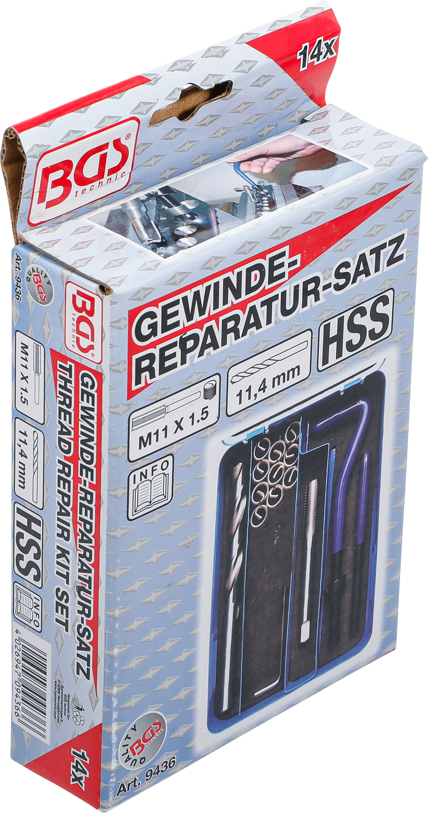 BGS Gewinde-Reparatursatz | M11 x 1.5 | 14-tlg.