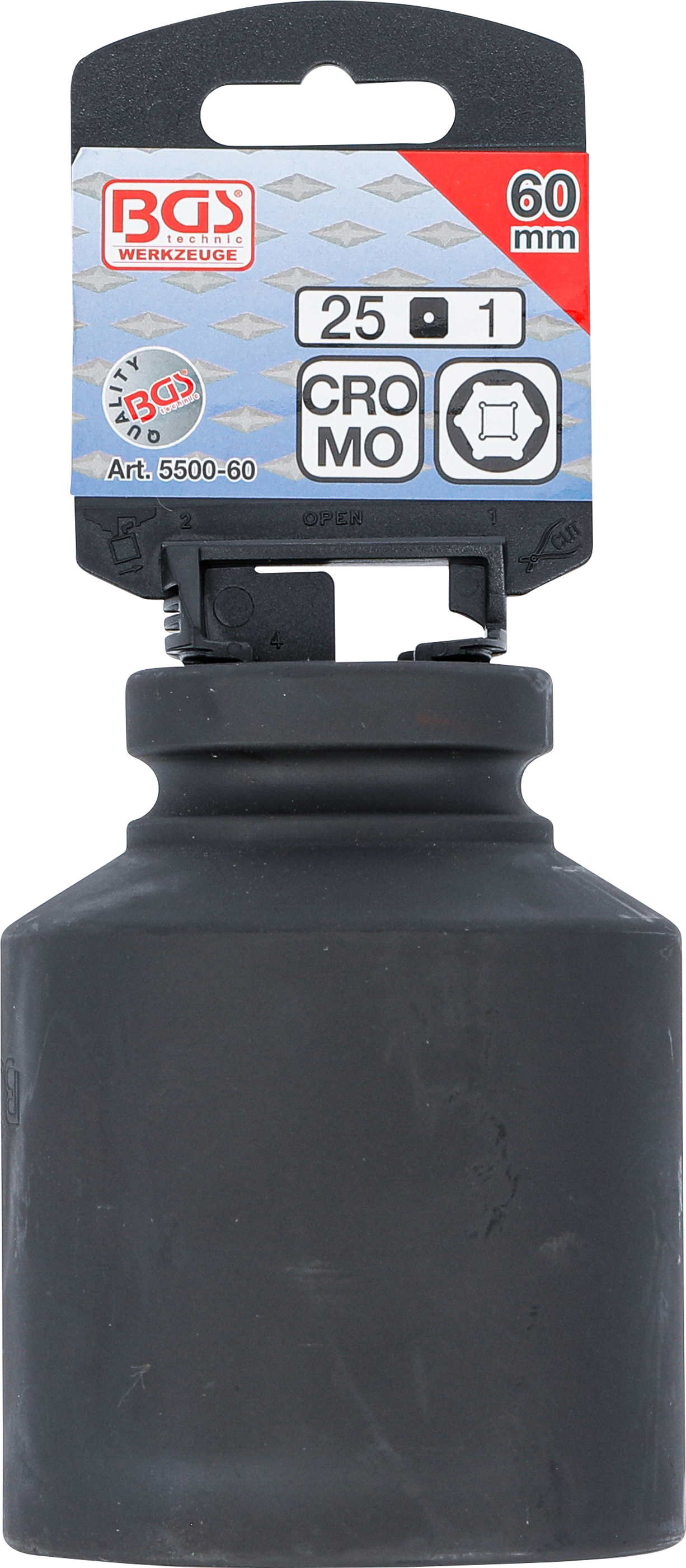 BGS Kraft-Steckschlüssel-Einsatz Sechskant, tief | Antrieb Innenvierkant 25 mm (1") | SW 60 mm