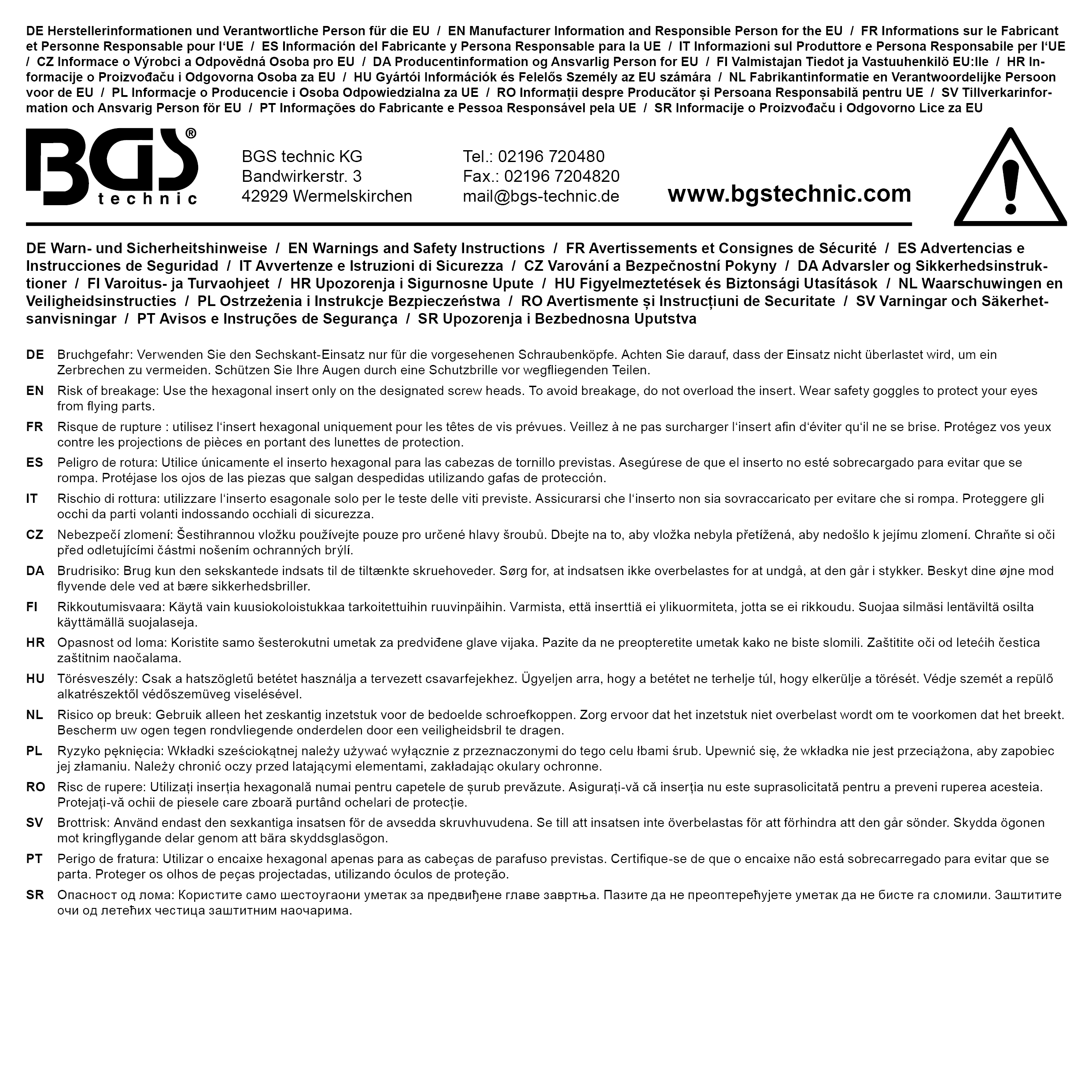 BGS Steckschlüssel-Einsatz Sechskant | Antrieb Innenvierkant 12,5 mm (1/2") | SW 14 mm