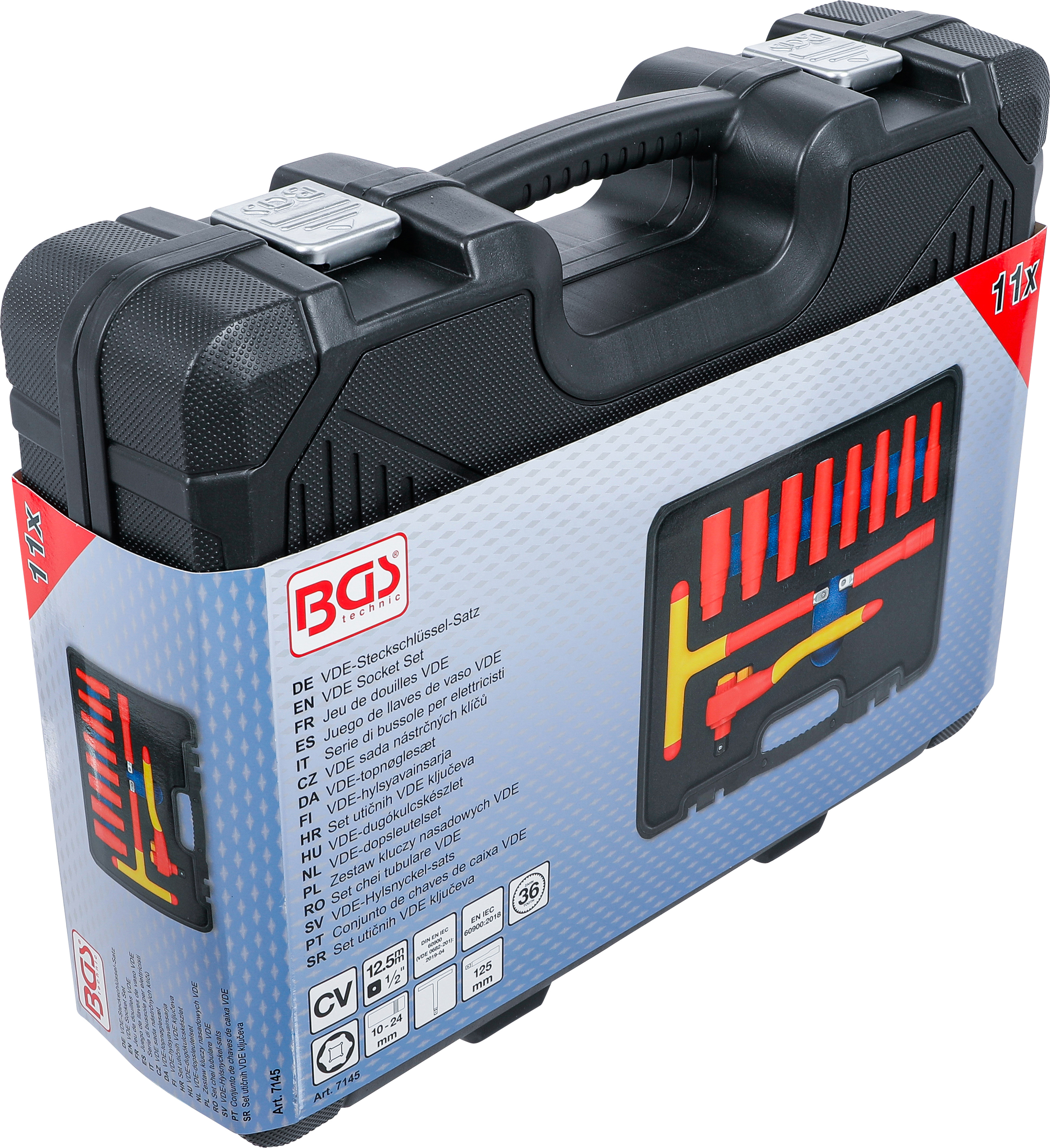 BGS VDE-Steckschlüssel-Satz | Antrieb 12,5 mm (1/2") | SW 10 - 24 mm | 11-tlg.